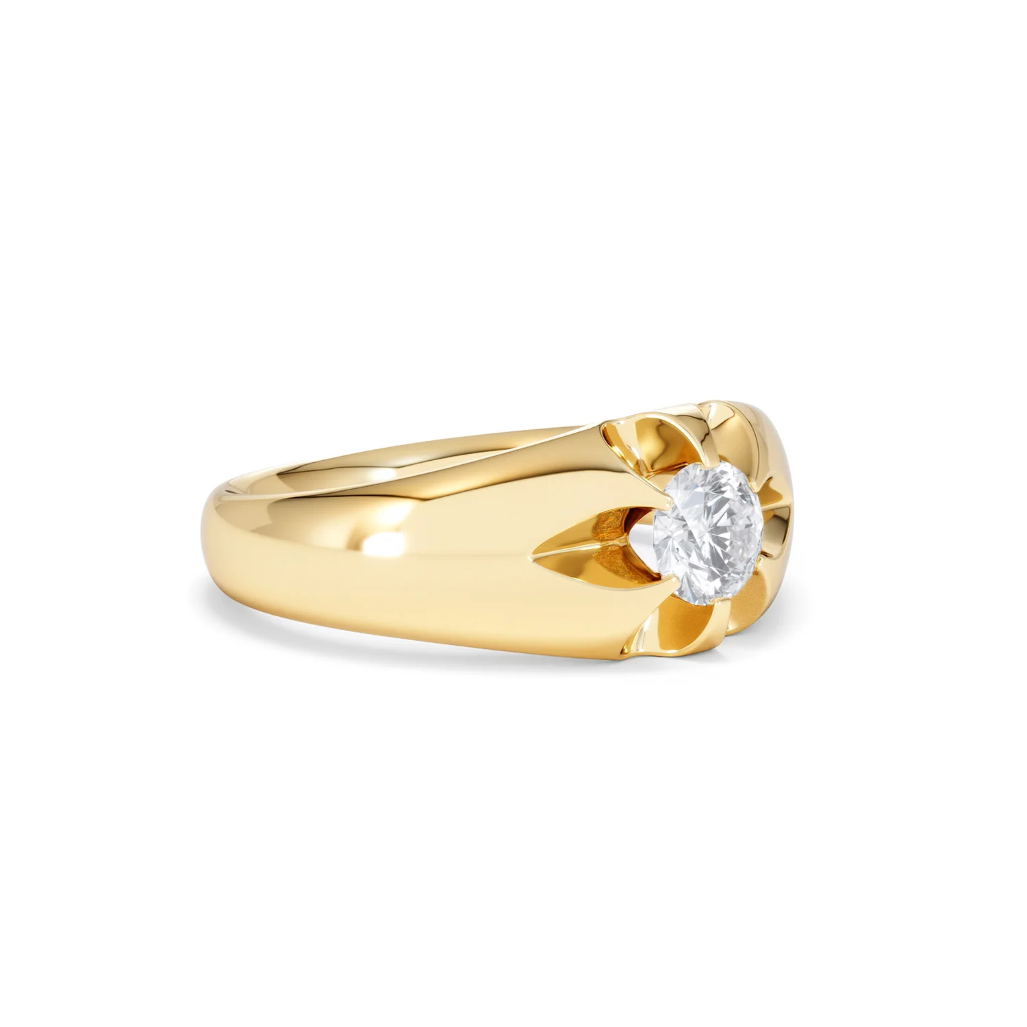 Lab Diamond Signet Ring 0.50ct Round Cut in 18K Gold Vermeil - Image 18