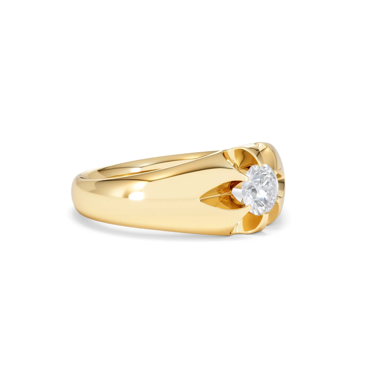 Lab Diamond Signet Ring 0.50ct Round Cut in 18K Gold Vermeil - Image 19