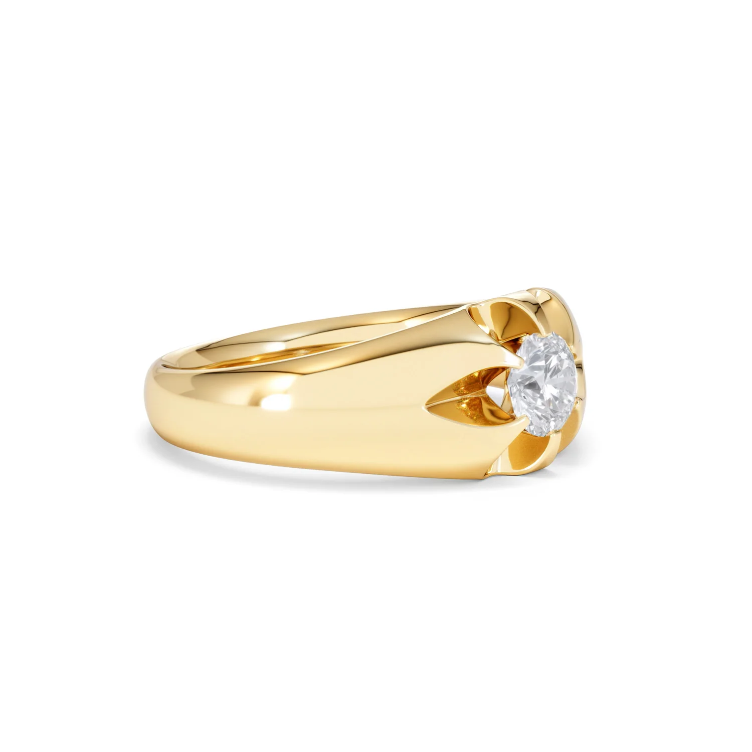 Lab Diamond Signet Ring 0.50ct Round Cut in 18K Gold Vermeil - Image 20