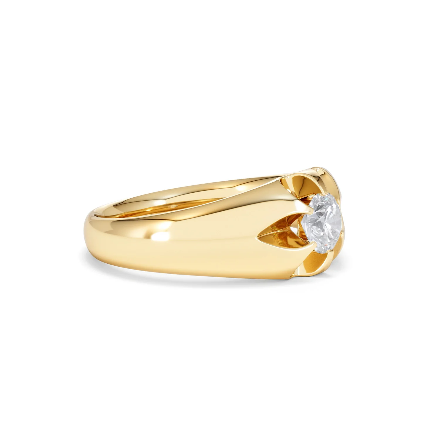 Lab Diamond Signet Ring 0.50ct Round Cut in 18K Gold Vermeil - Image 21