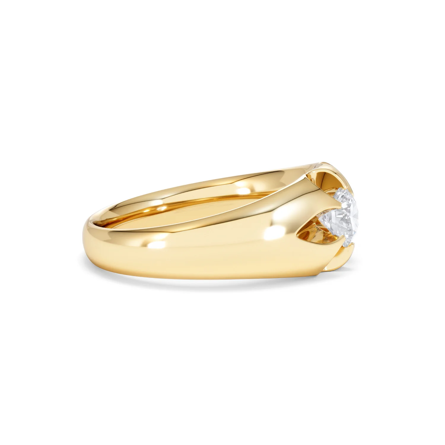 Lab Diamond Signet Ring 0.50ct Round Cut in 18K Gold Vermeil - Image 25