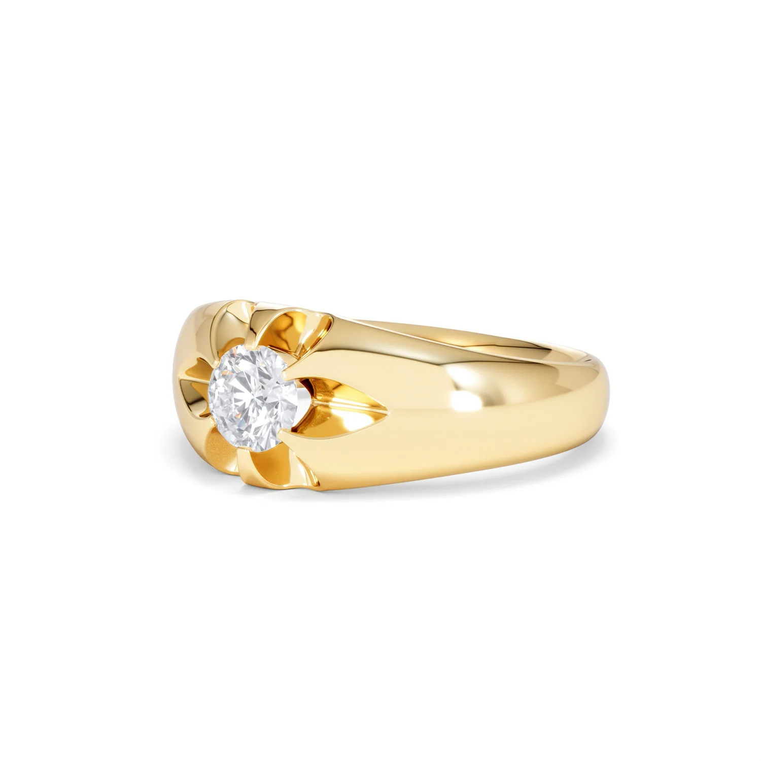 Lab Diamond Signet Ring 0.50ct Round Cut in 18K Gold Vermeil - Image 81