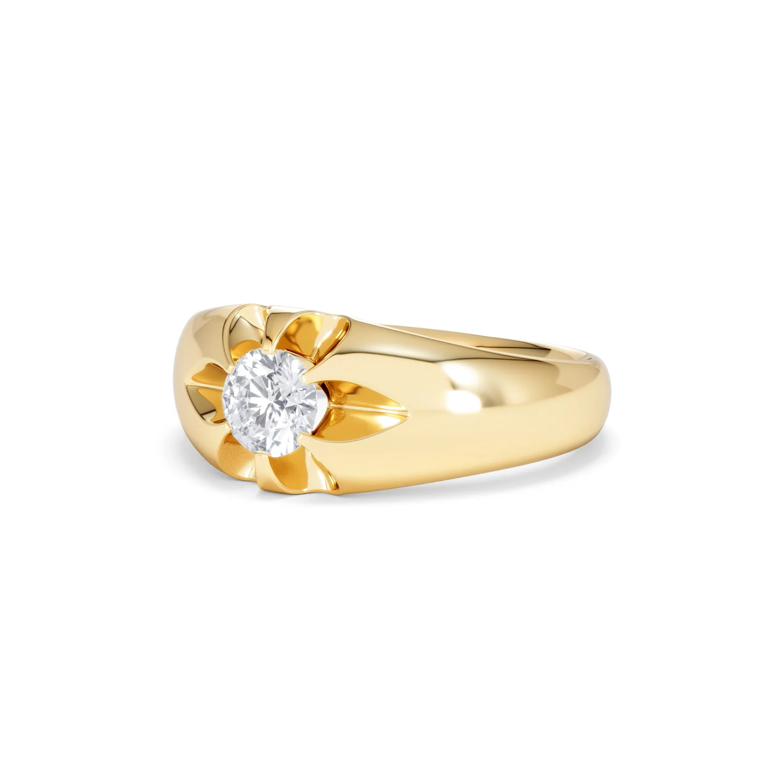 Lab Diamond Signet Ring 0.50ct Round Cut in 18K Gold Vermeil - Image 82