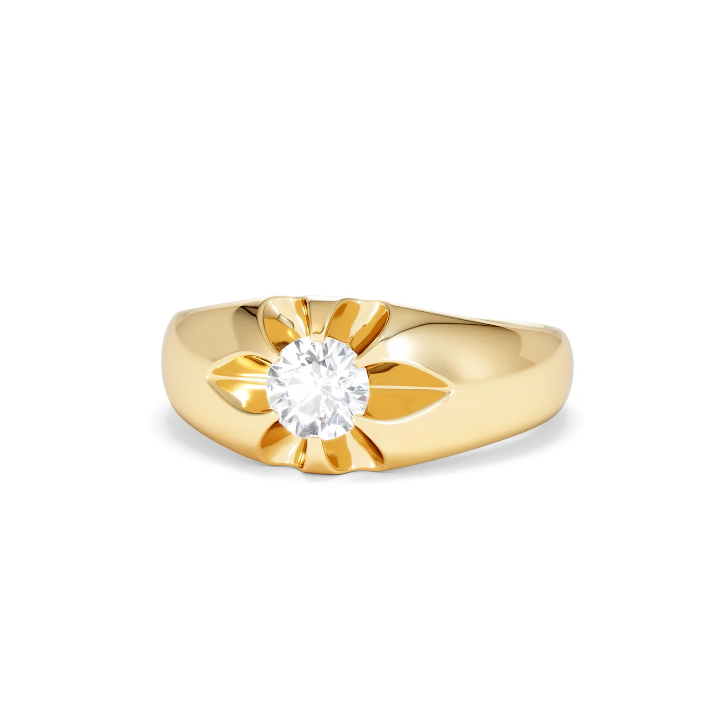 Lab Diamond Signet Ring 0.50ct Round Cut in 18K Gold Vermeil - Image 86