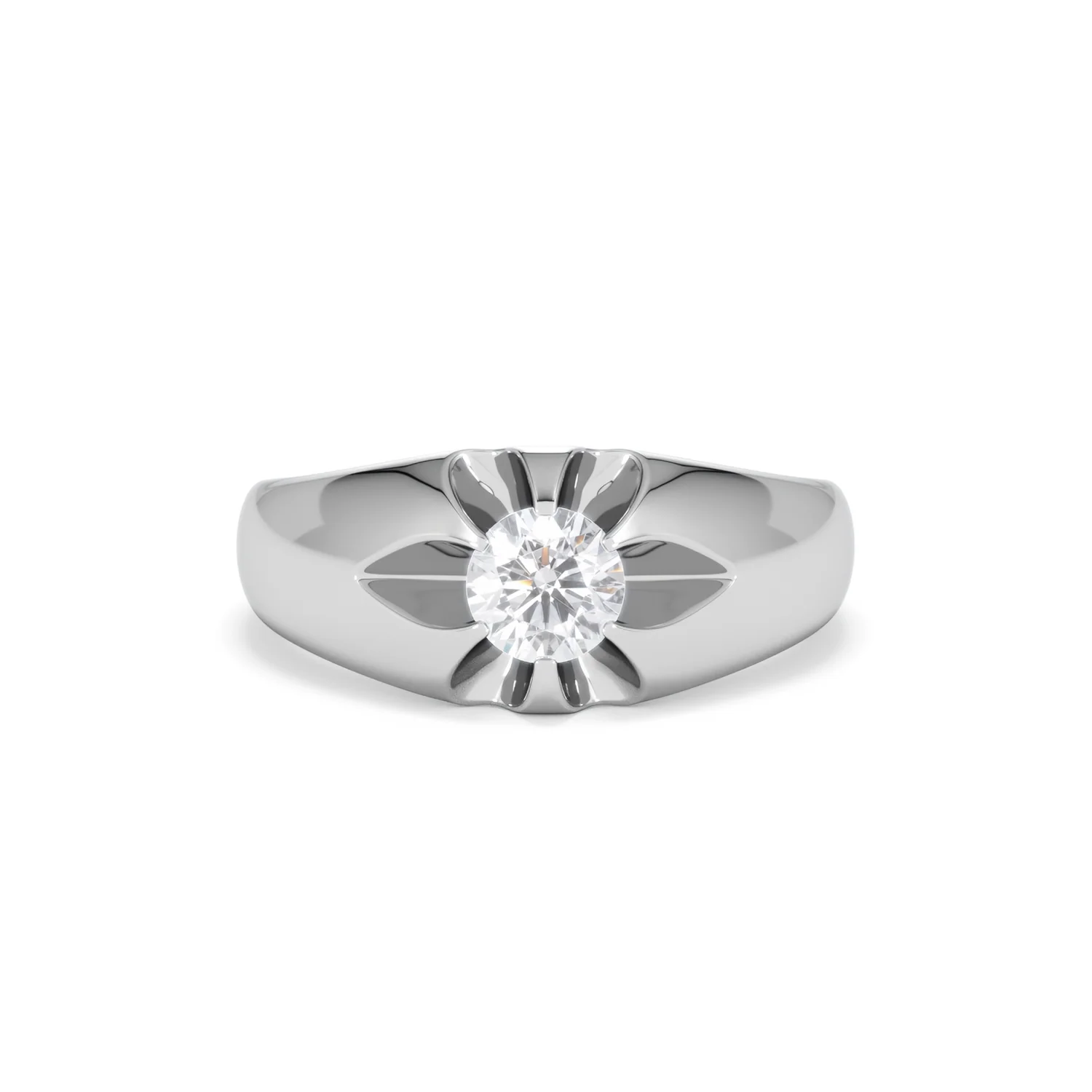 Lab Diamond Signet Ring 0.50ct Round Cut in 925 Silver - Image 8