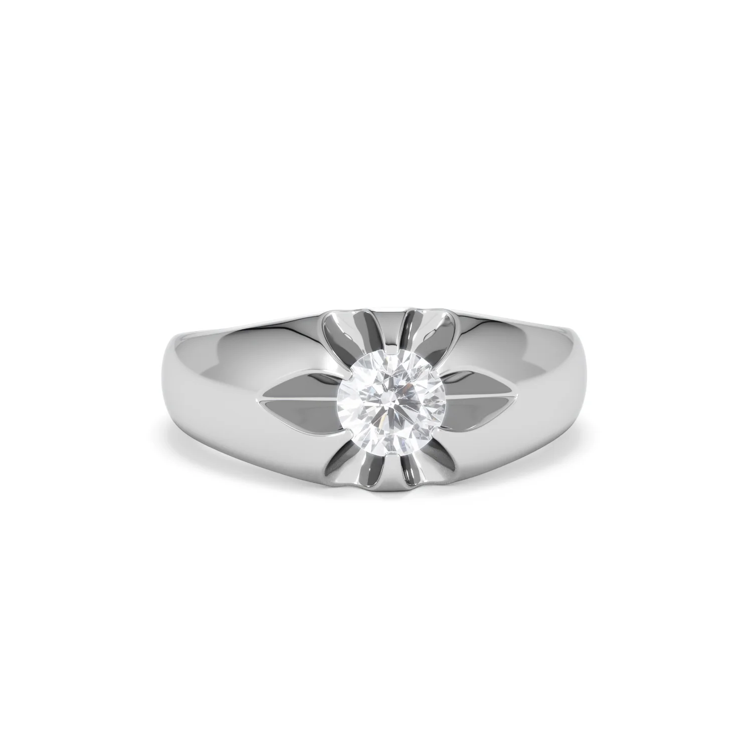Lab Diamond Signet Ring 0.50ct Round Cut in 925 Silver - Image 9