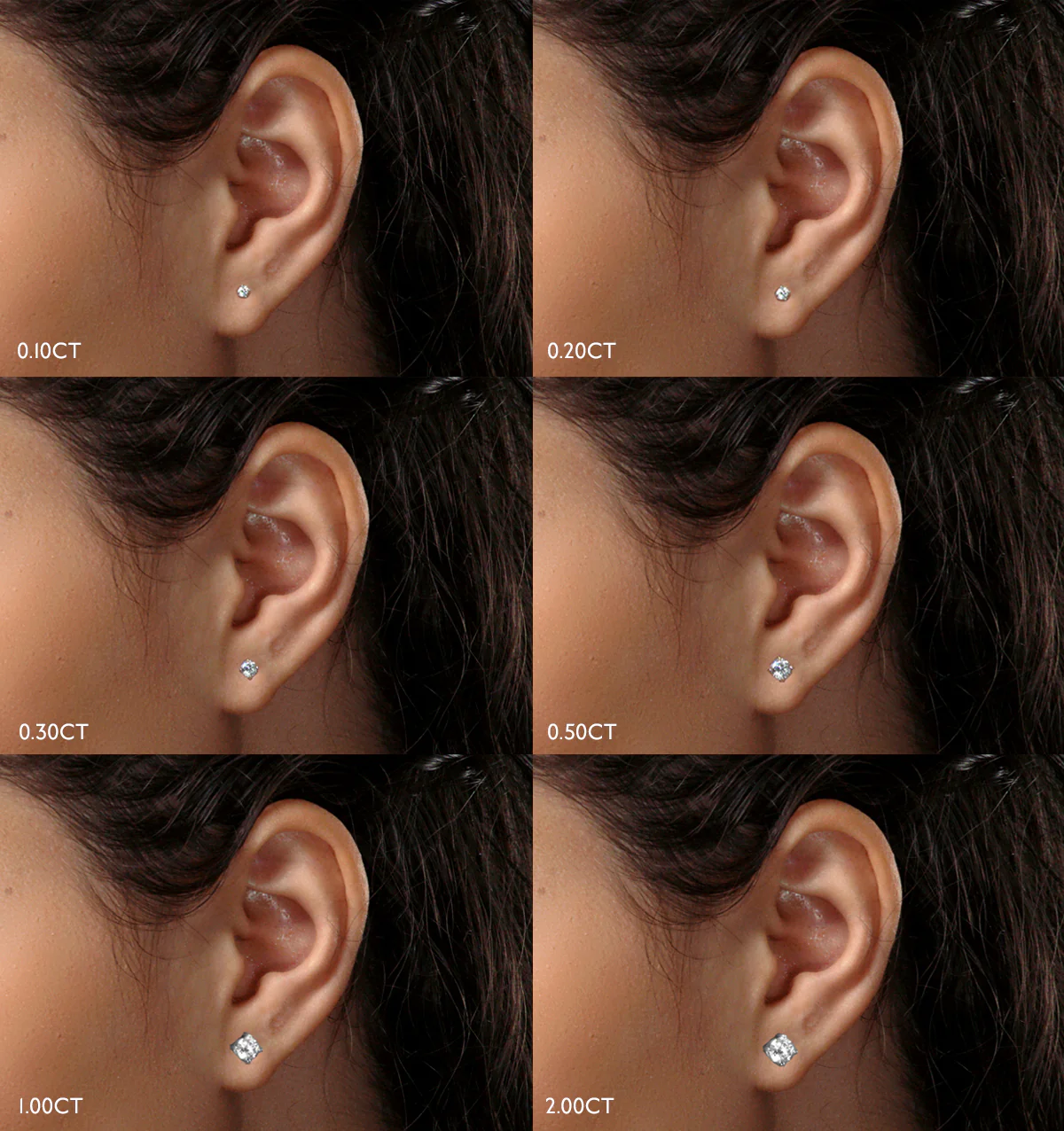 Lab Diamond Studs Earrings 0.10ct H/Si Quality in 9K White Gold - 2.4mm - Image 4
