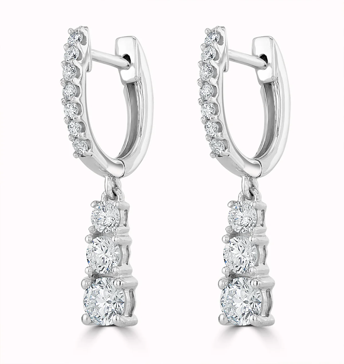 Lab Diamonds Drop Earrings 1ct Set in 9K White Gold - Image 3
