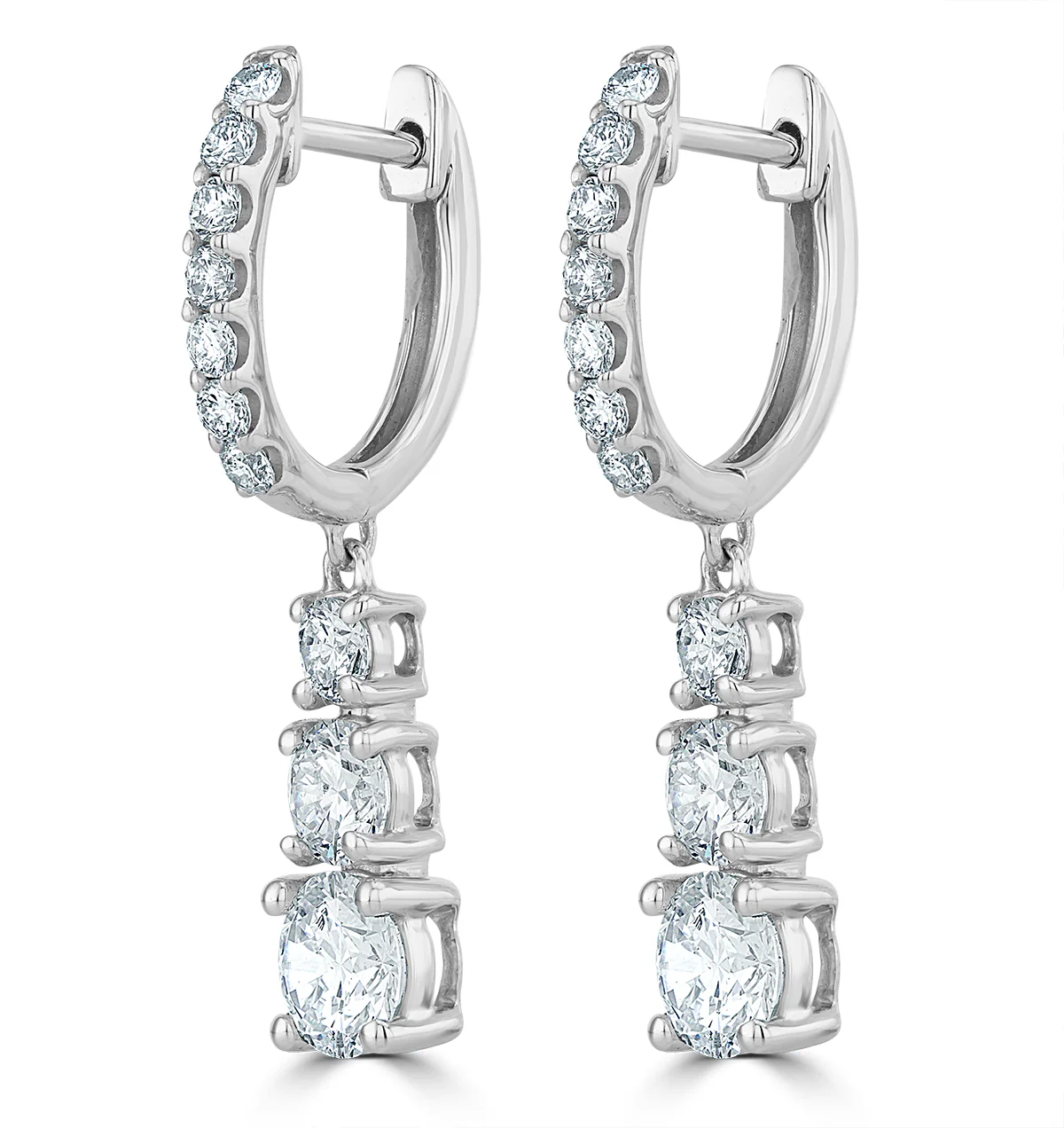 Lab Diamonds Drop Earrings 2ct Set in 9K White Gold - Image 3