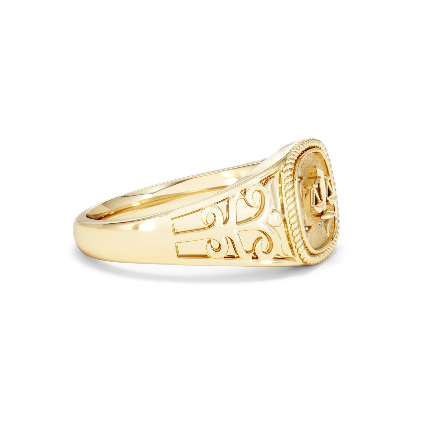 Libra Zodiac 0.01ct Lab Diamond Signet Ring in 18K Gold Vermeil - Image 22