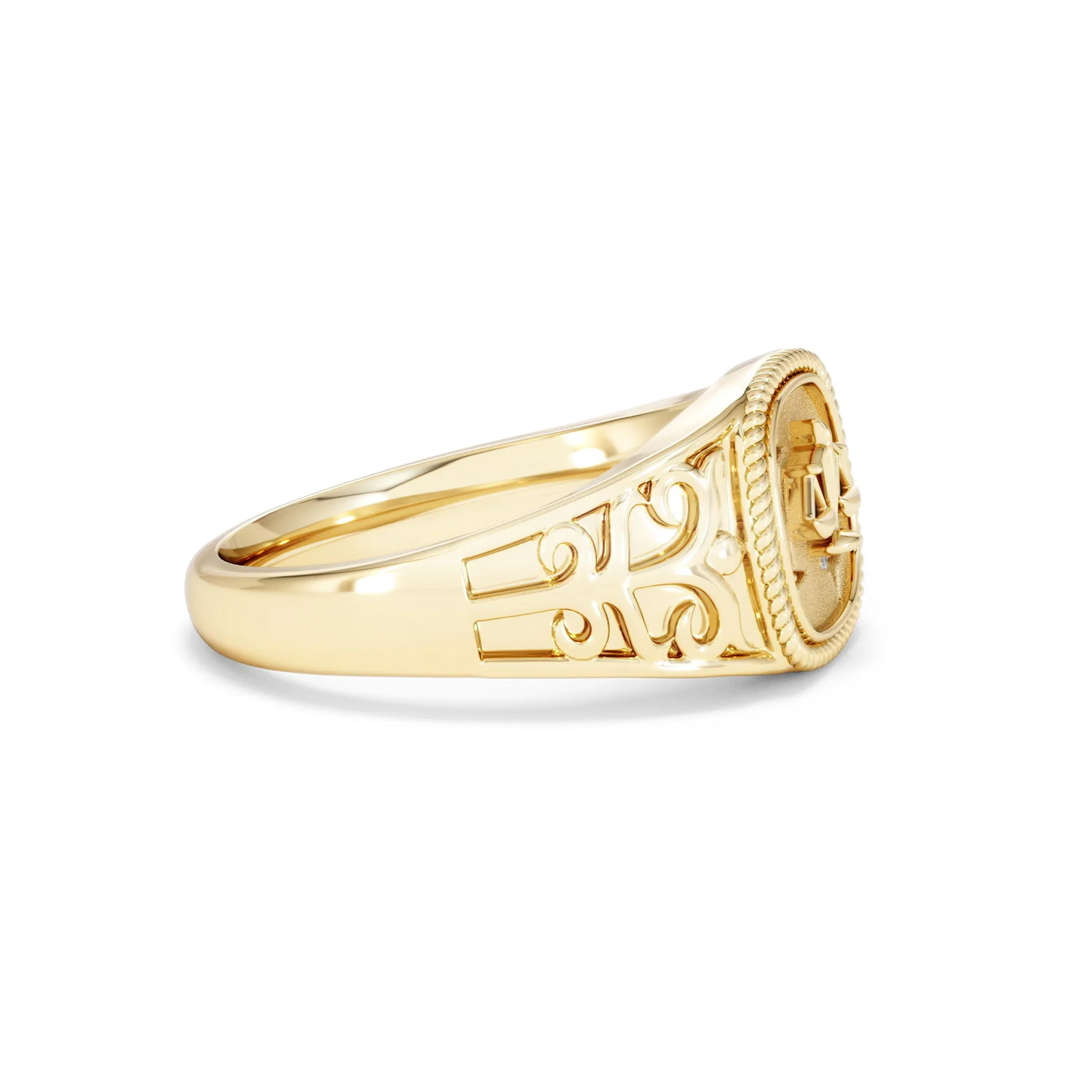 Libra Zodiac 0.01ct Lab Diamond Signet Ring in 18K Gold Vermeil - Image 23