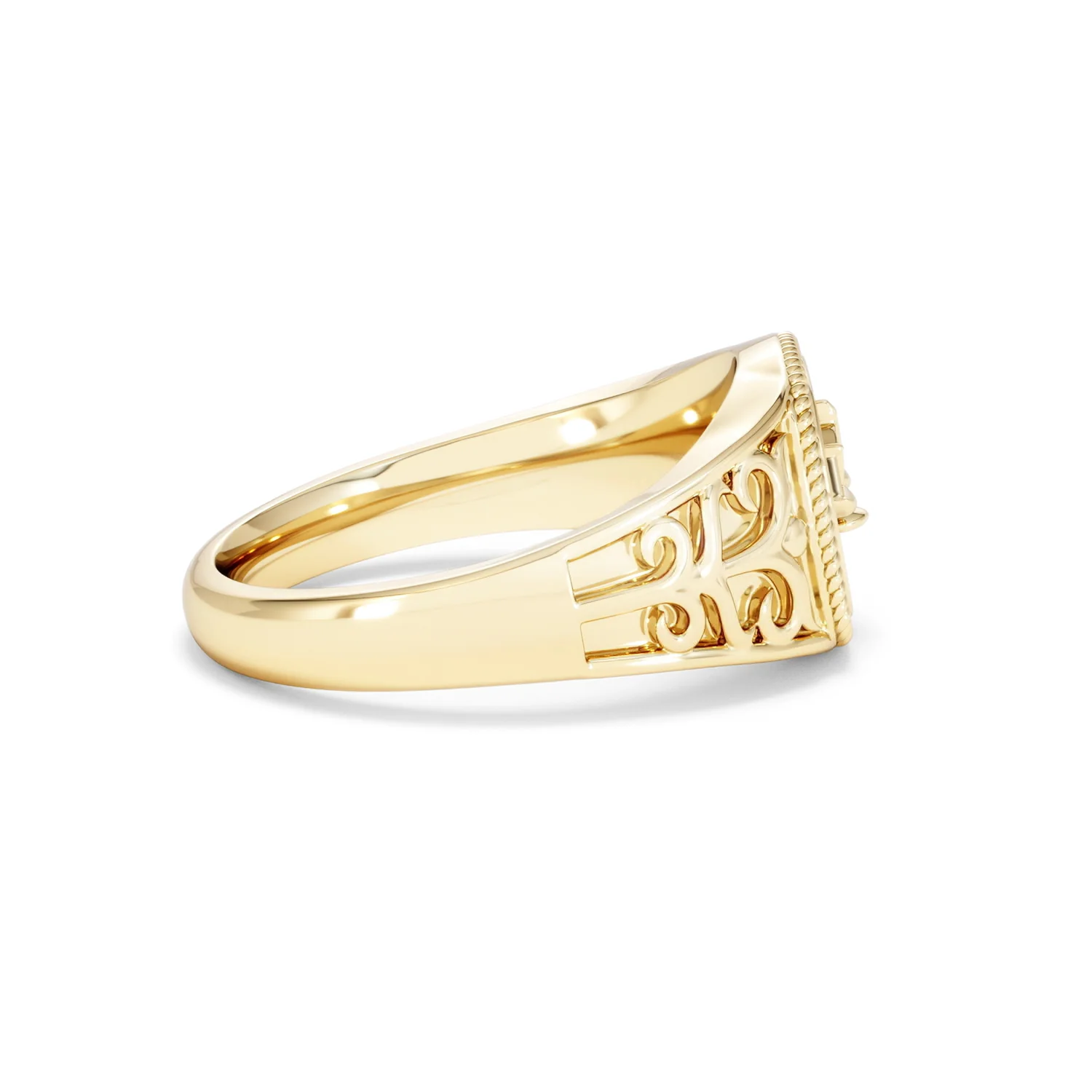 Libra Zodiac 0.01ct Lab Diamond Signet Ring in 18K Gold Vermeil - Image 27