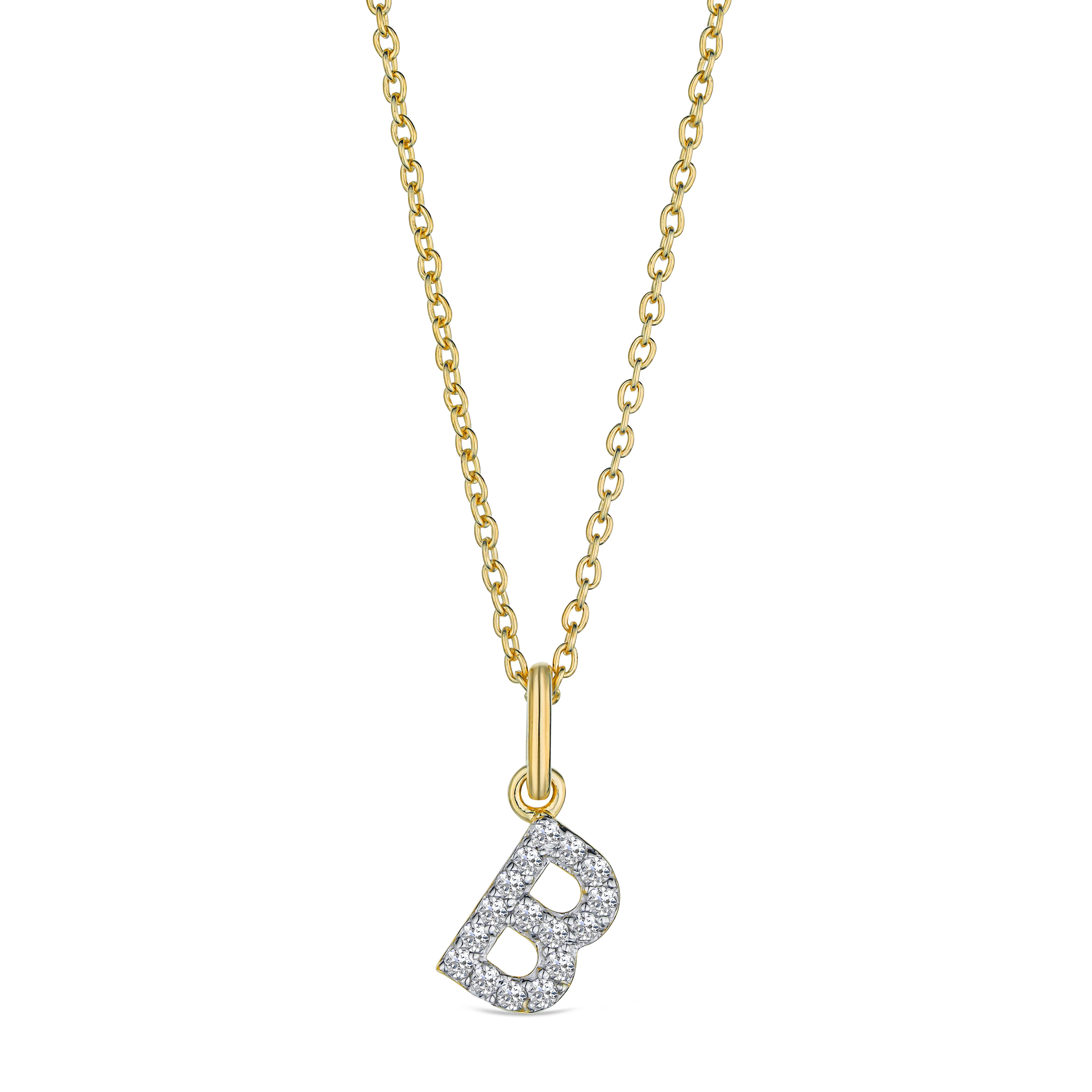Love Letter Initial B Lab Diamond Necklace set in 18K Gold Vermeil - Image 3