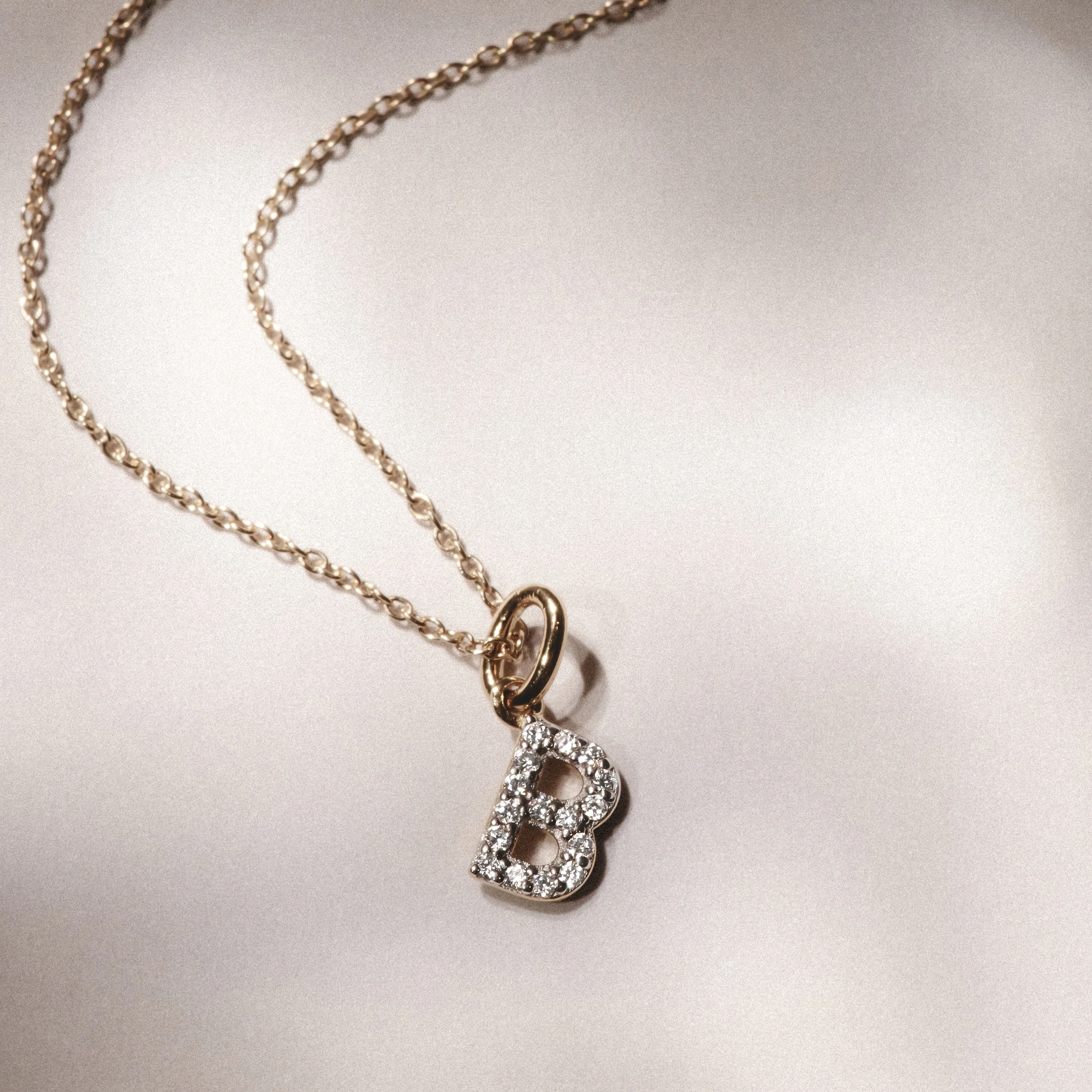 Love Letter Initial B Lab Diamond Necklace set in 18K Gold Vermeil - Image 4