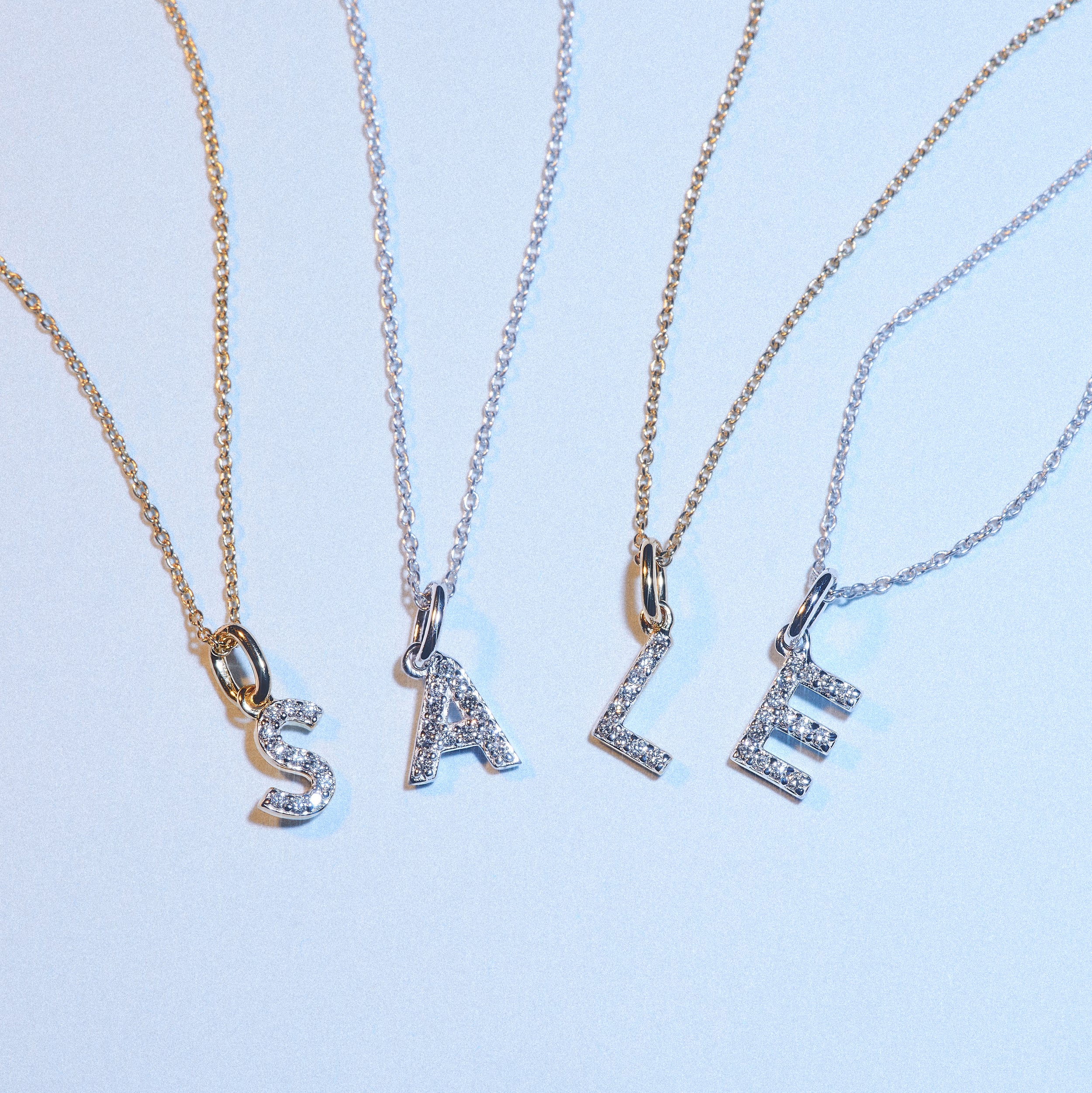 Love Letter Initial E Lab Diamond Necklace set in 9K White Gold - Image 7