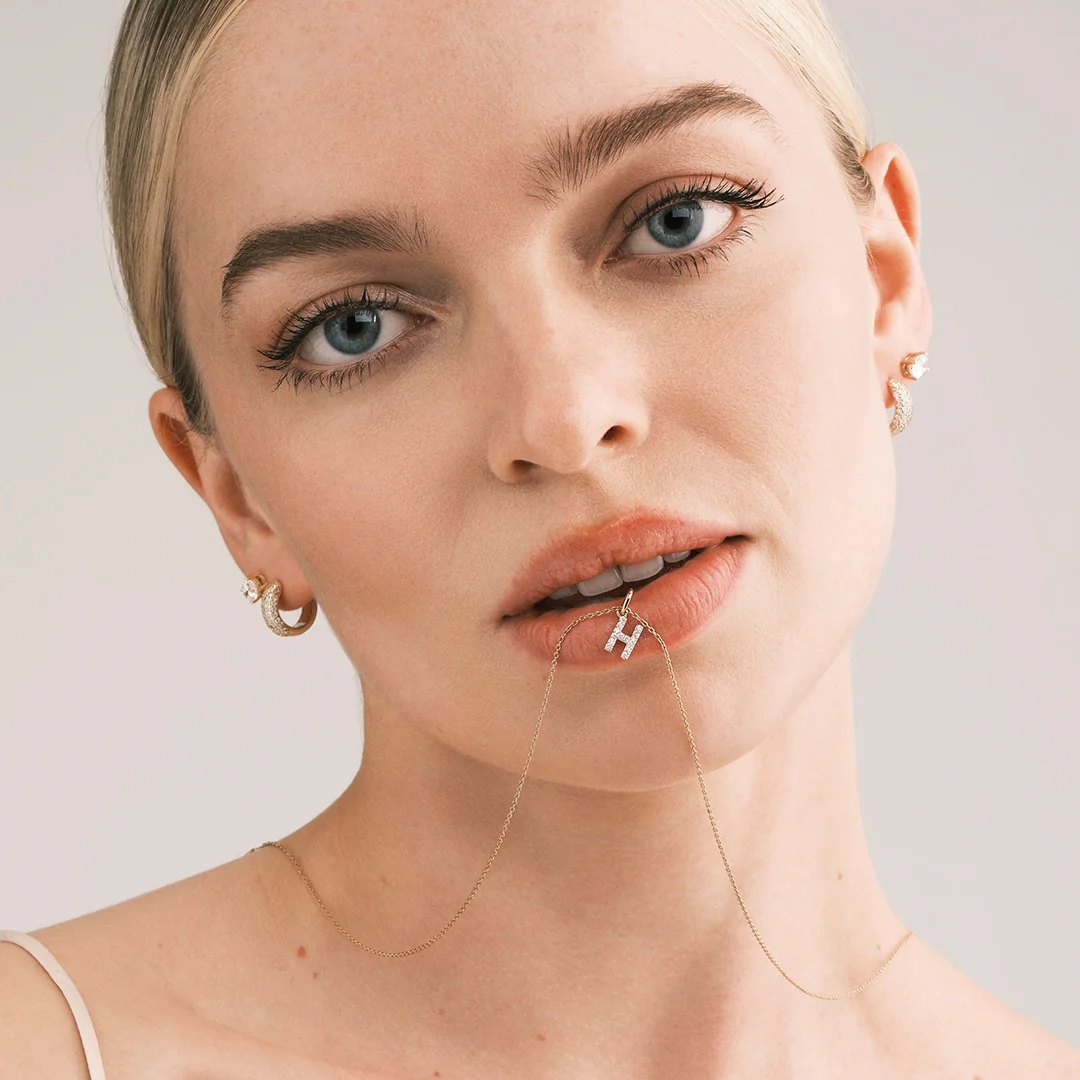 Love Letter Initial H Lab Diamond Necklace set in 925 Sterling Silver - Image 8