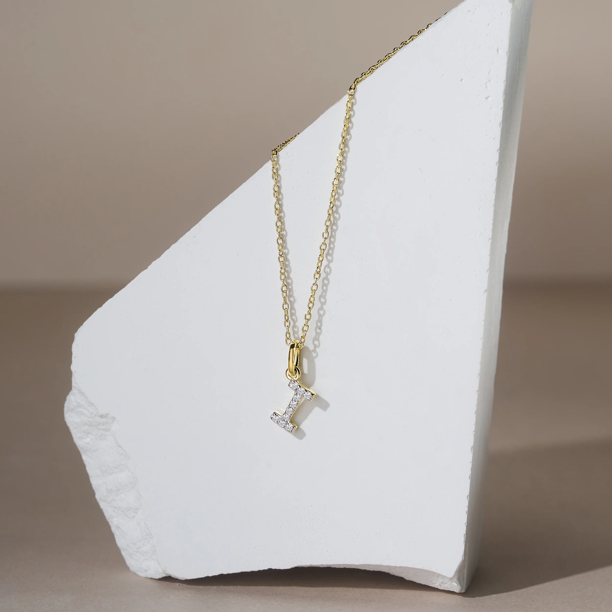 Love Letter Initial I Lab Diamond Necklace set in 18K Gold Vermeil - Image 4