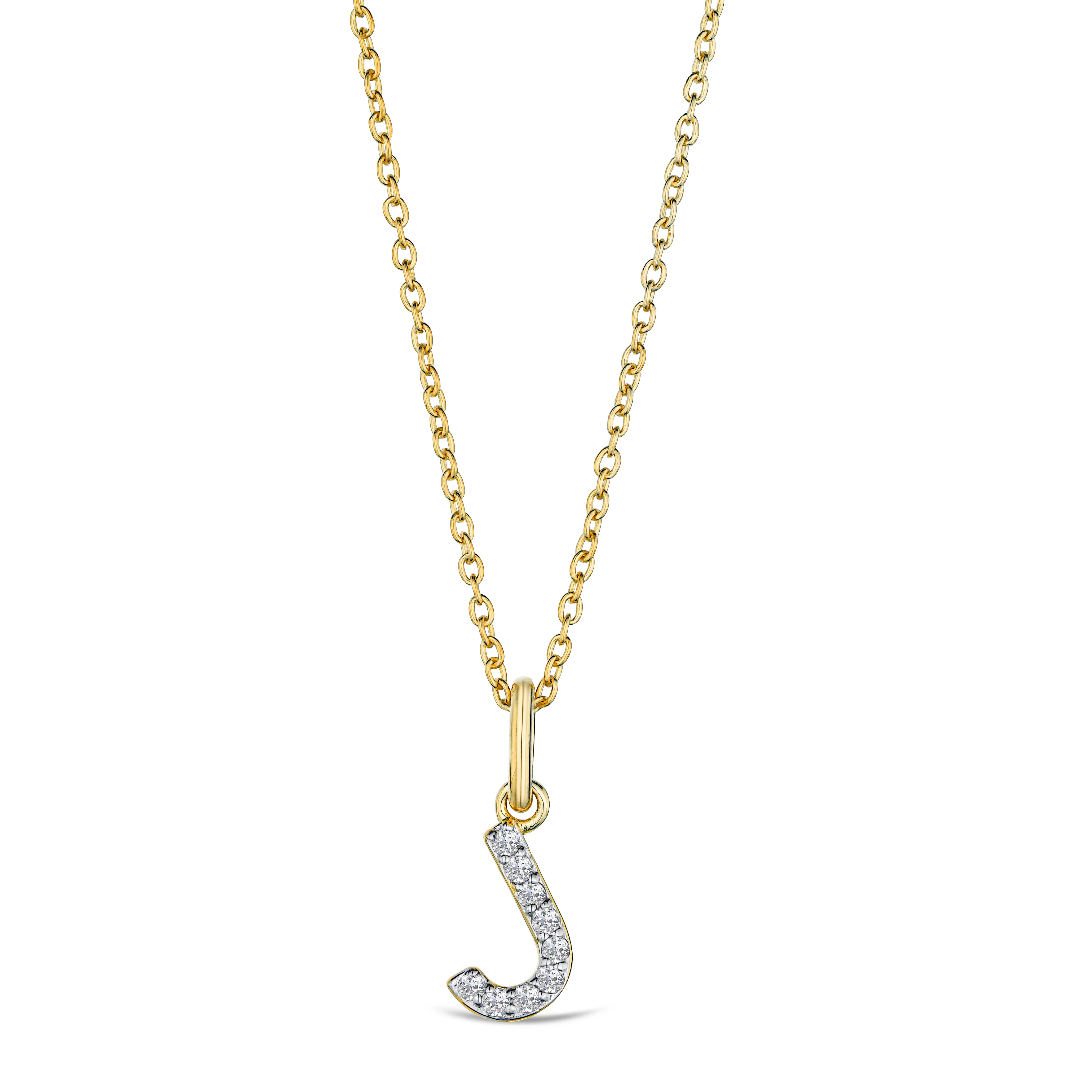 Love Letter Initial J Lab Diamond Necklace set in 18K Gold Vermeil - Image 3