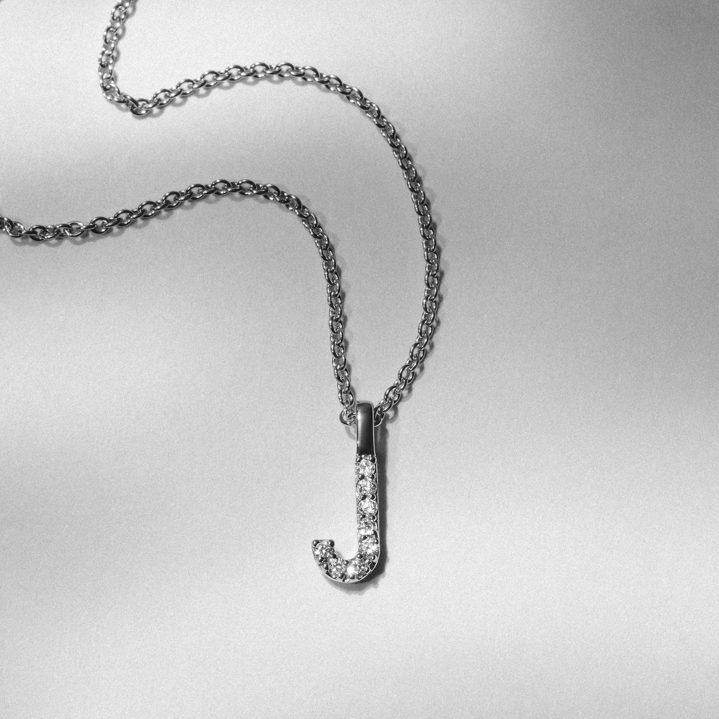 Love Letter Initial J Lab Diamond Necklace set in 9K White Gold - Image 3