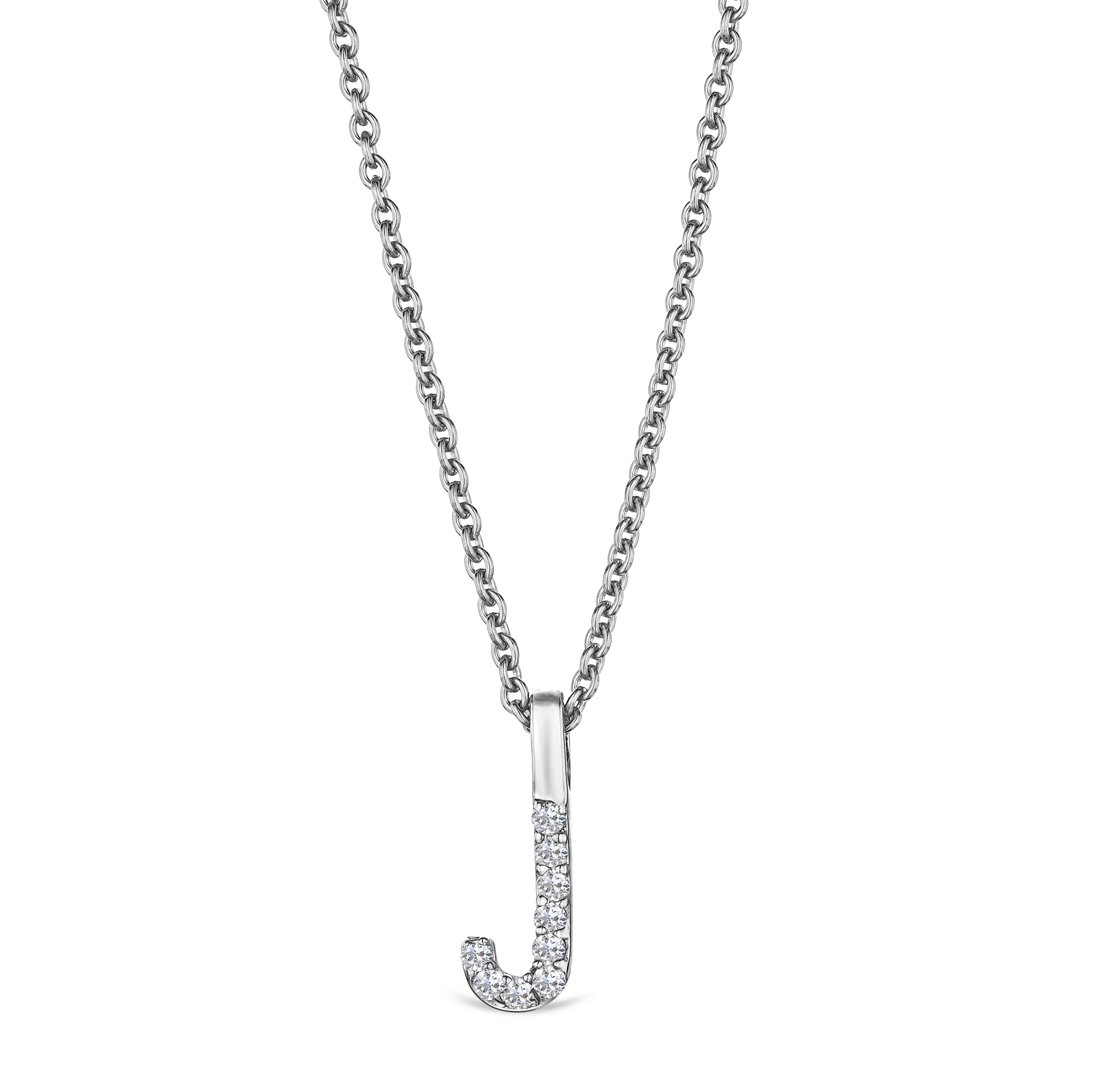 Love Letter Initial J Lab Diamond Necklace set in 9K White Gold - Image 4