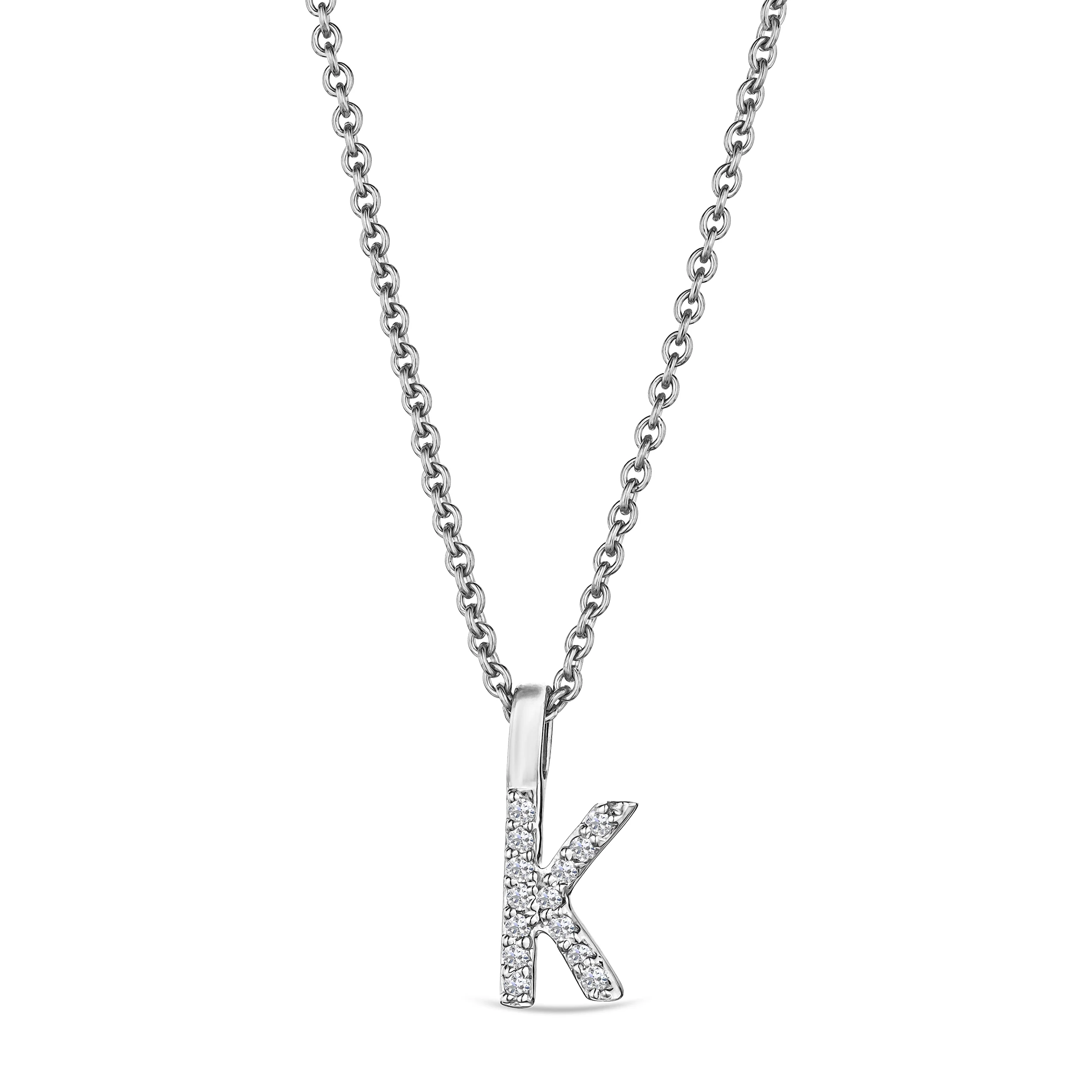Love Letter Initial K Lab Diamond Necklace set in 9K White Gold - Image 4