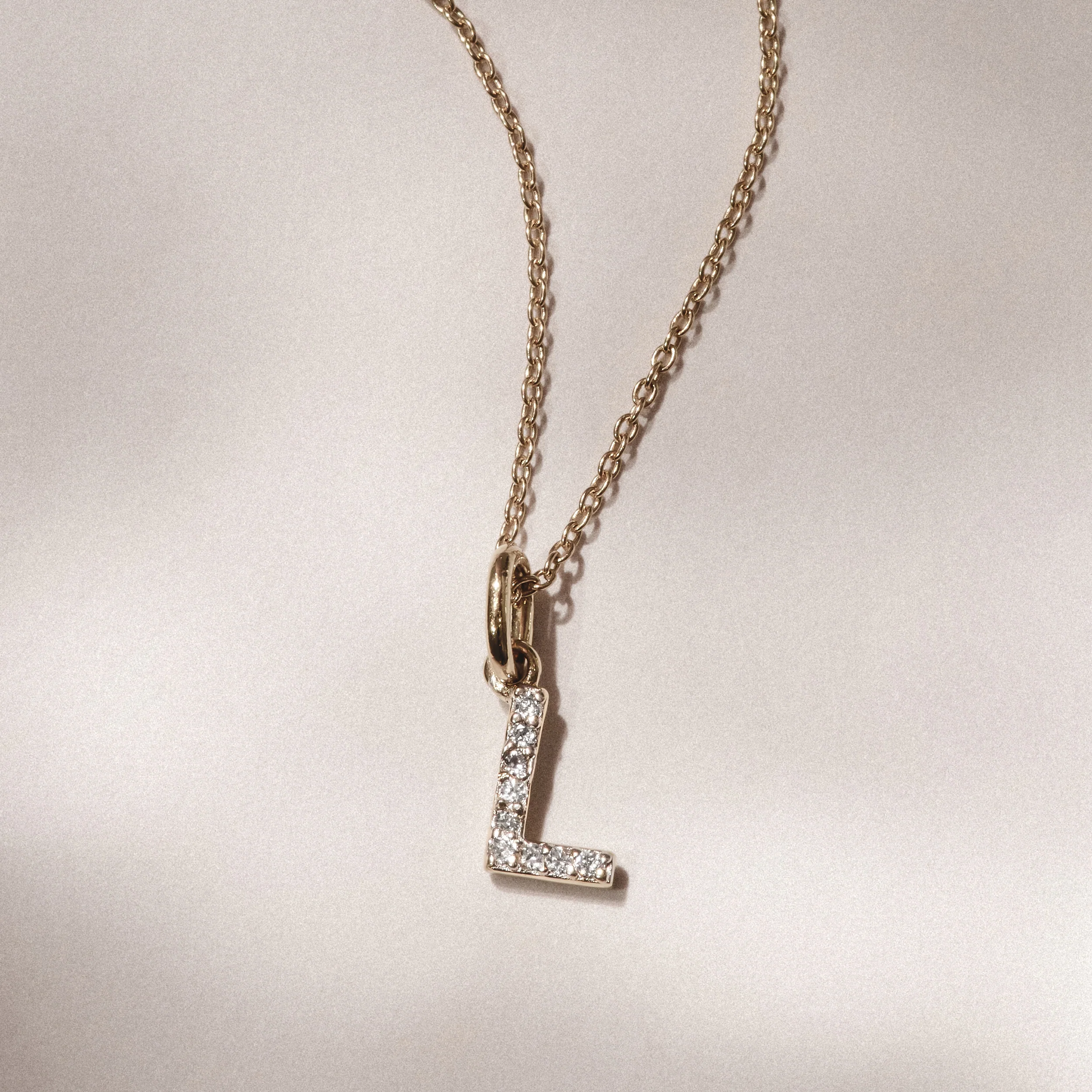 Love Letter Initial L Lab Diamond Necklace set in 18K Gold Vermeil - Image 3