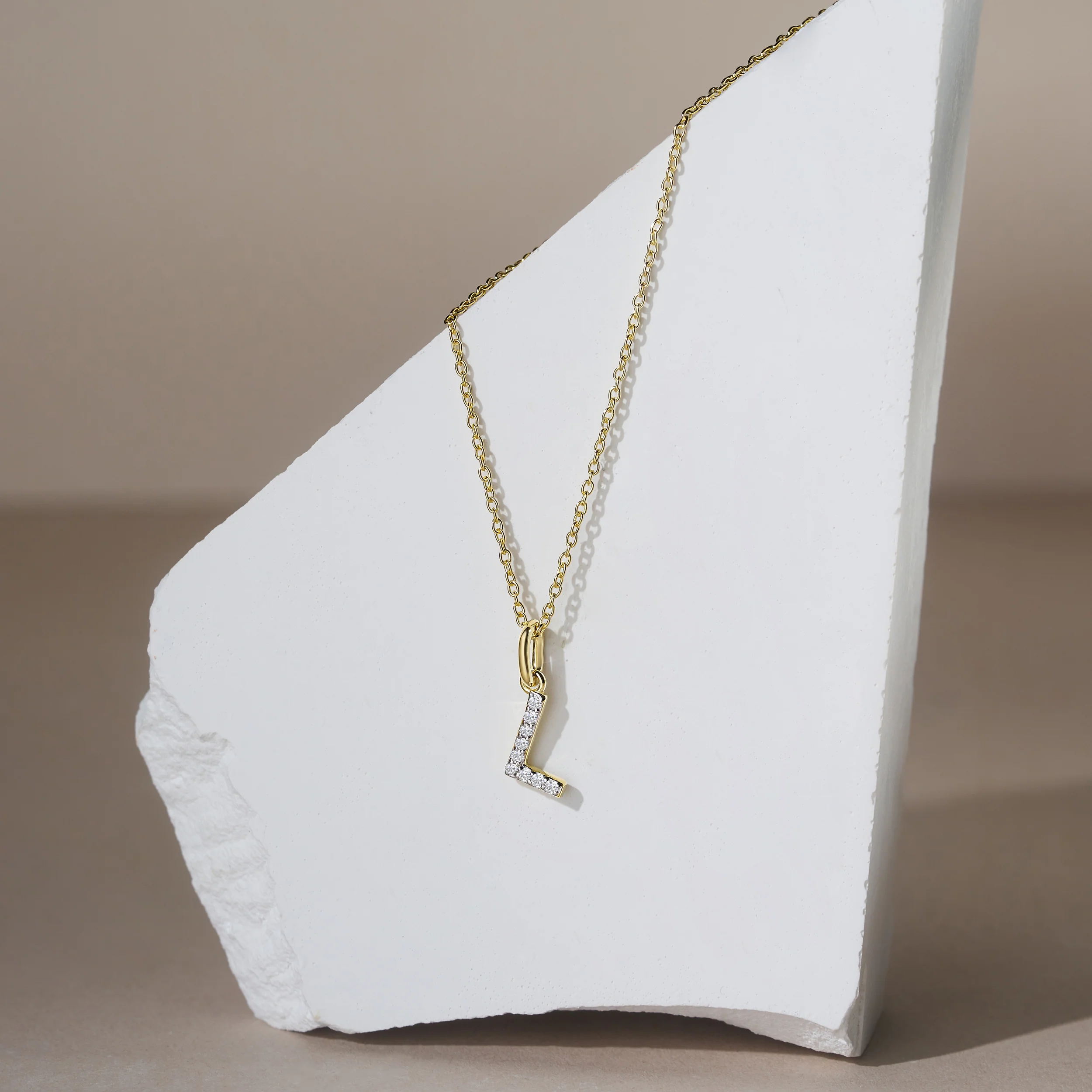 Love Letter Initial L Lab Diamond Necklace set in 18K Gold Vermeil - Image 4