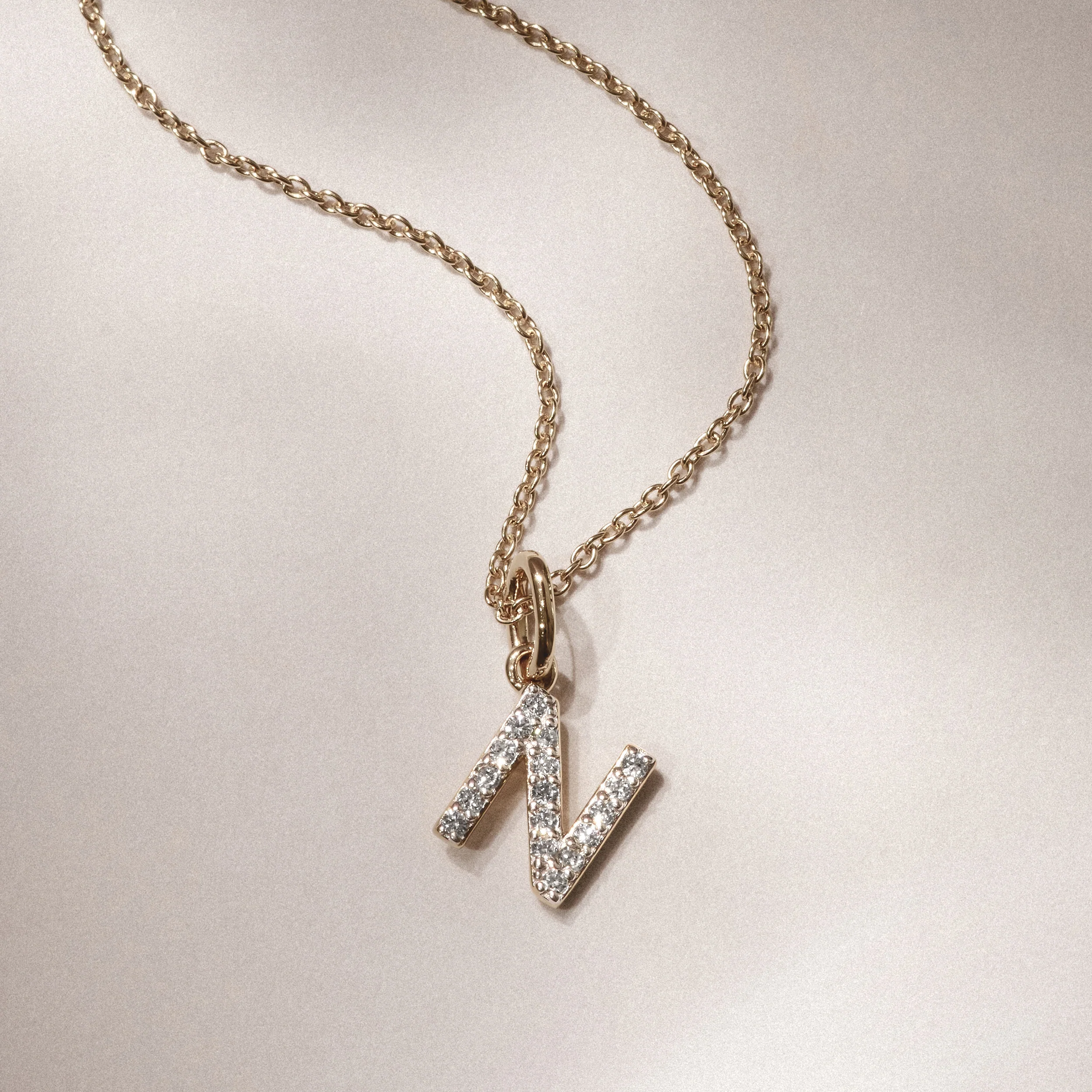 Love Letter Initial N Lab Diamond Necklace set in 18K Gold Vermeil - Image 3