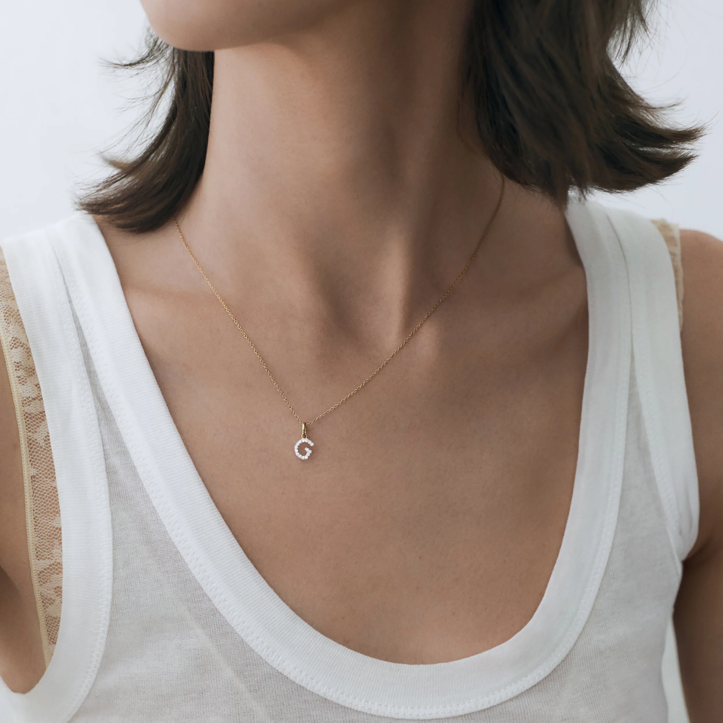 Love Letter Initial O Lab Diamond Necklace set in 18K Gold Vermeil - Image 2