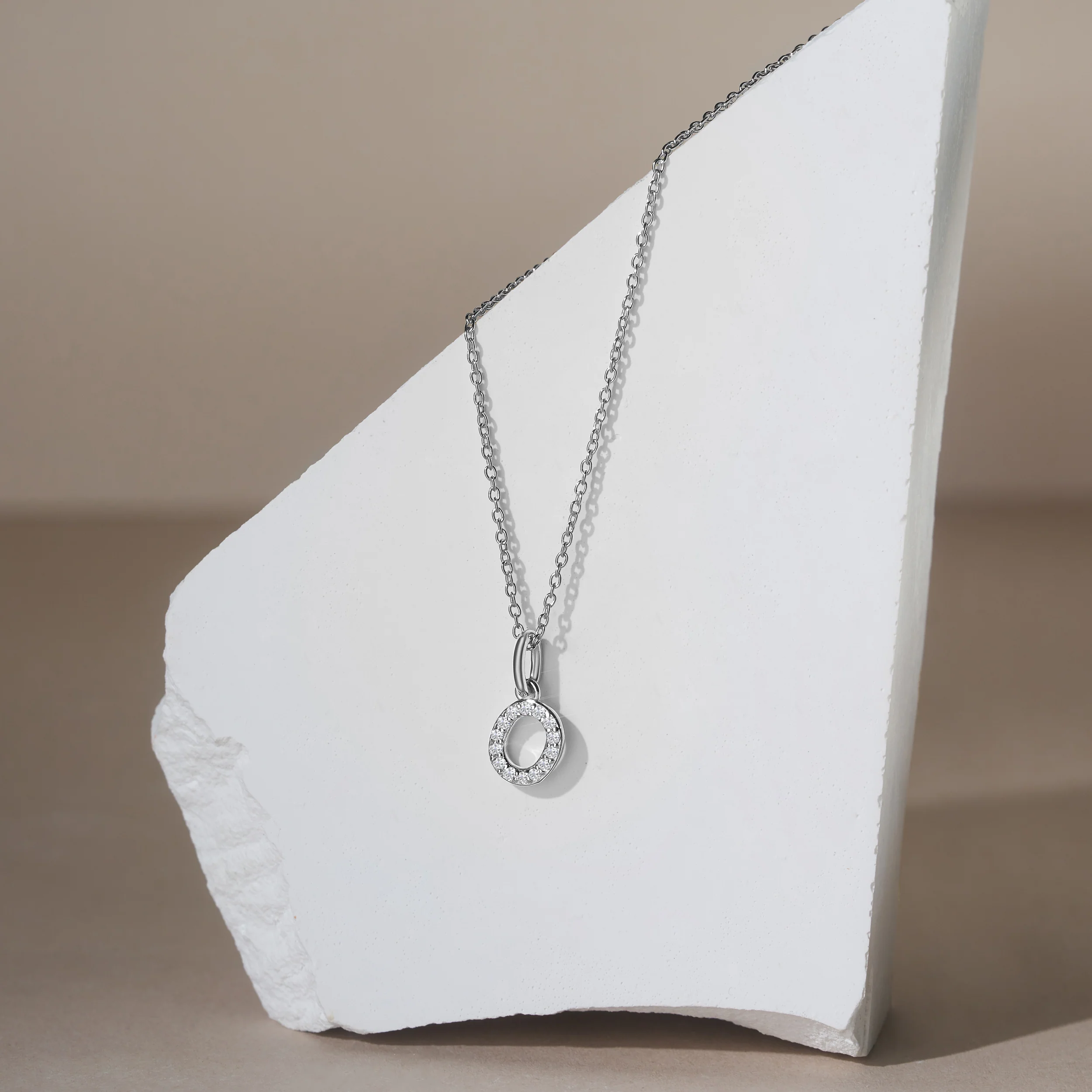 Love Letter Initial O Lab Diamond Necklace set in 925 Sterling Silver - Image 4
