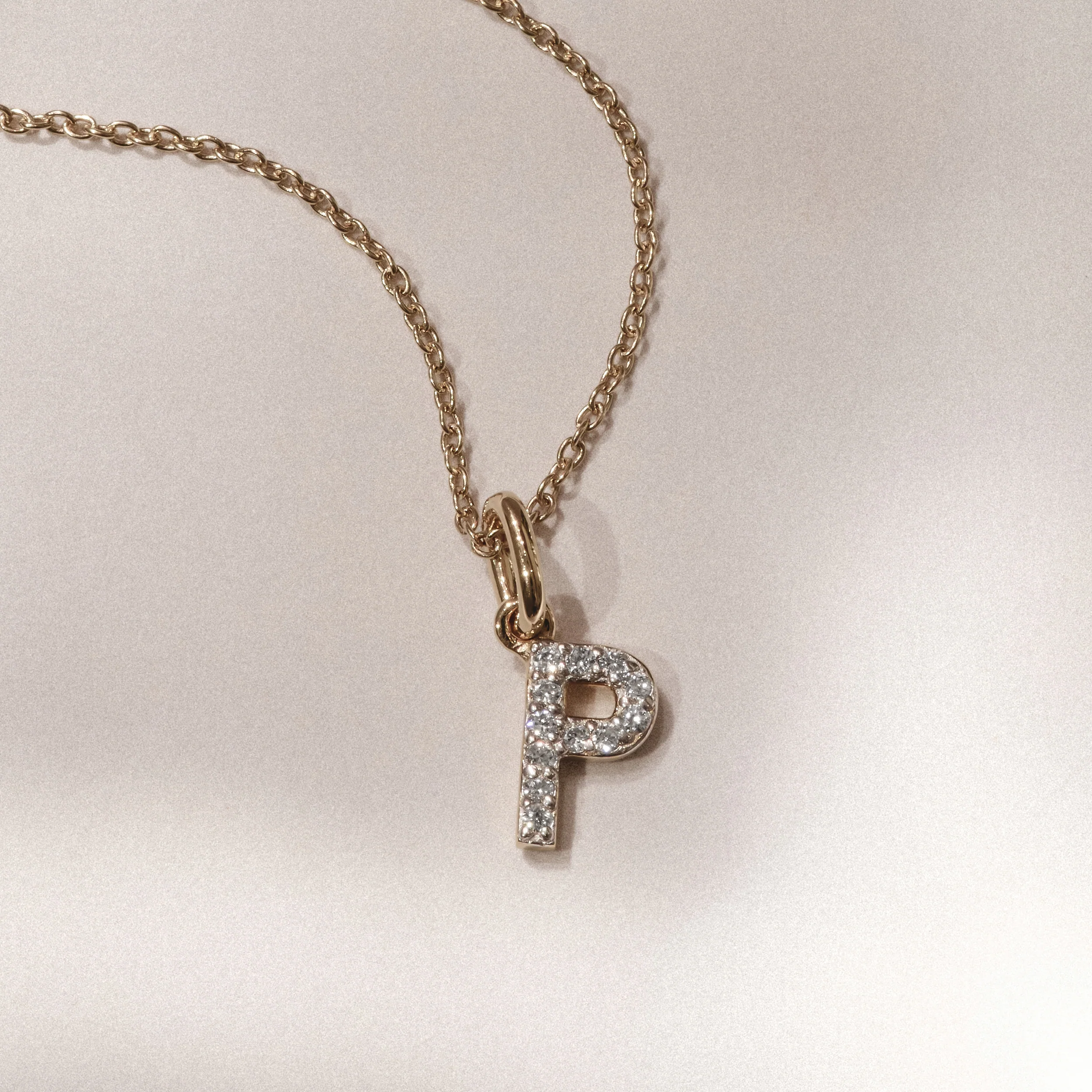 Love Letter Initial P Lab Diamond Necklace set in 18K Gold Vermeil - Image 3