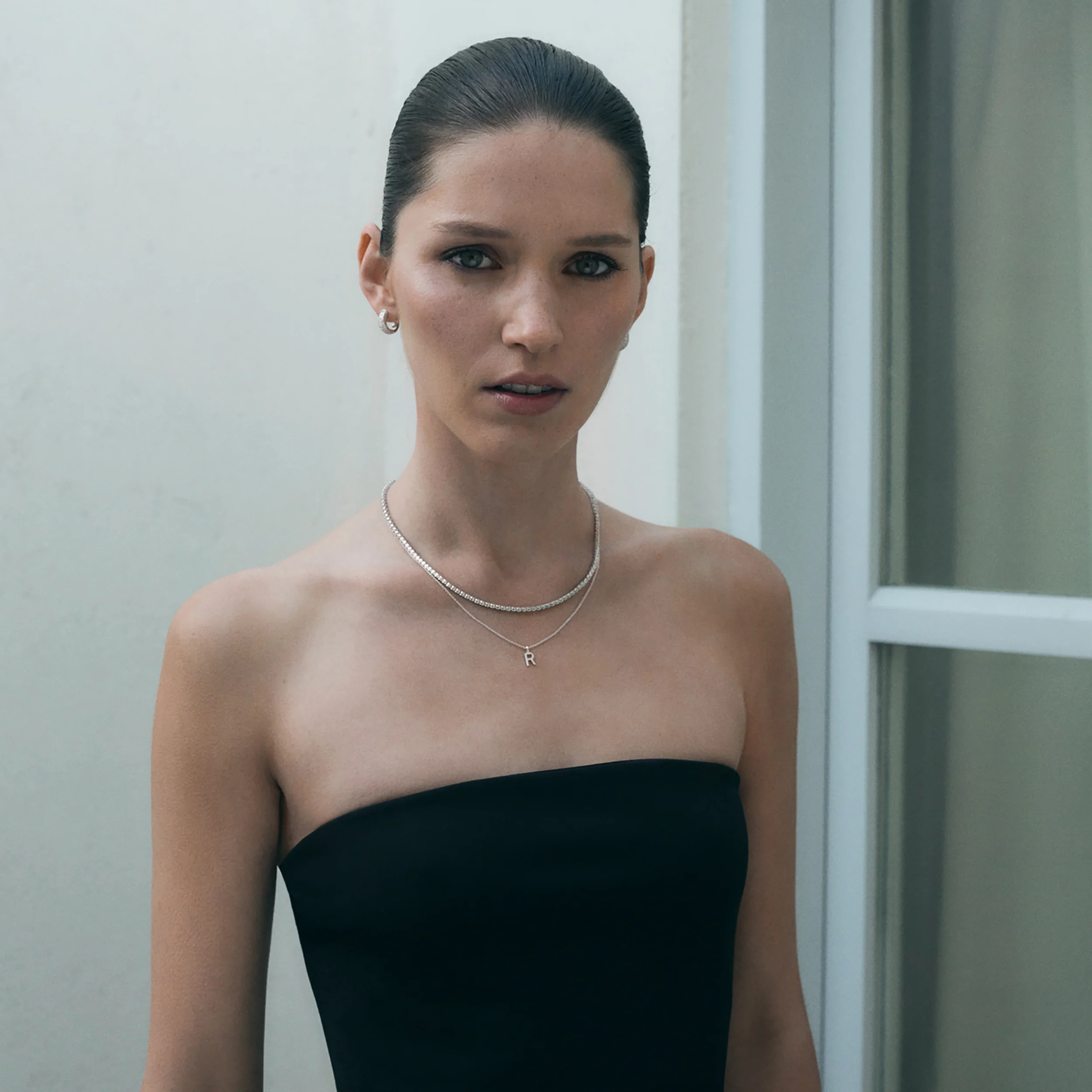 Love Letter Initial U Lab Diamond Necklace set in 9K White Gold - Image 2