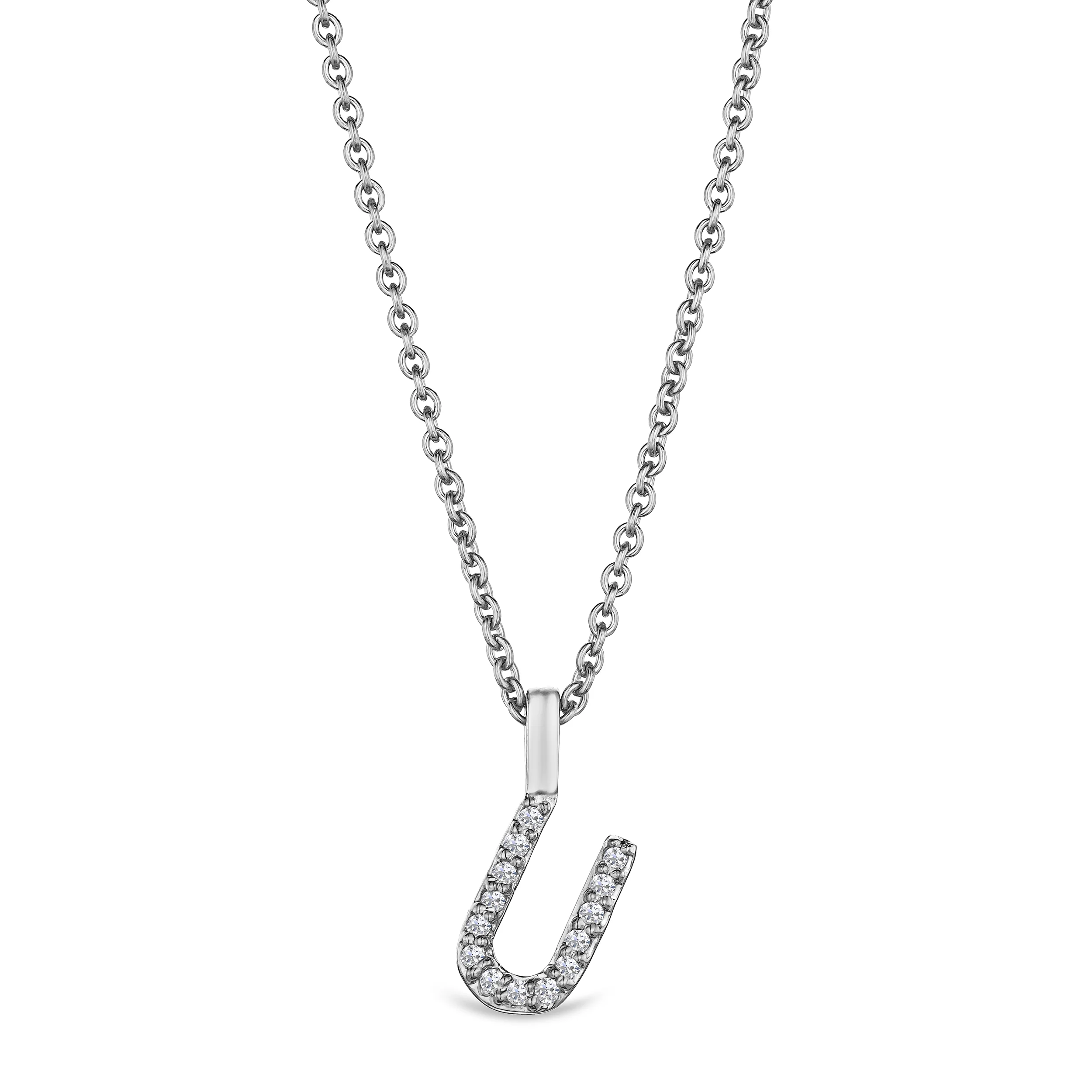 Love Letter Initial U Lab Diamond Necklace set in 9K White Gold - Image 3