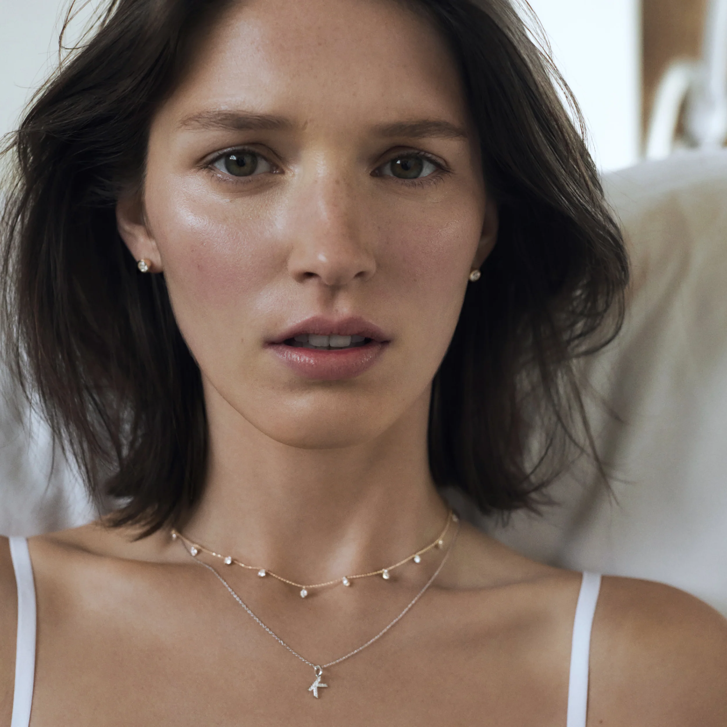 Love Letter Initial V Lab Diamond Necklace set in 925 Sterling Silver - Image 2