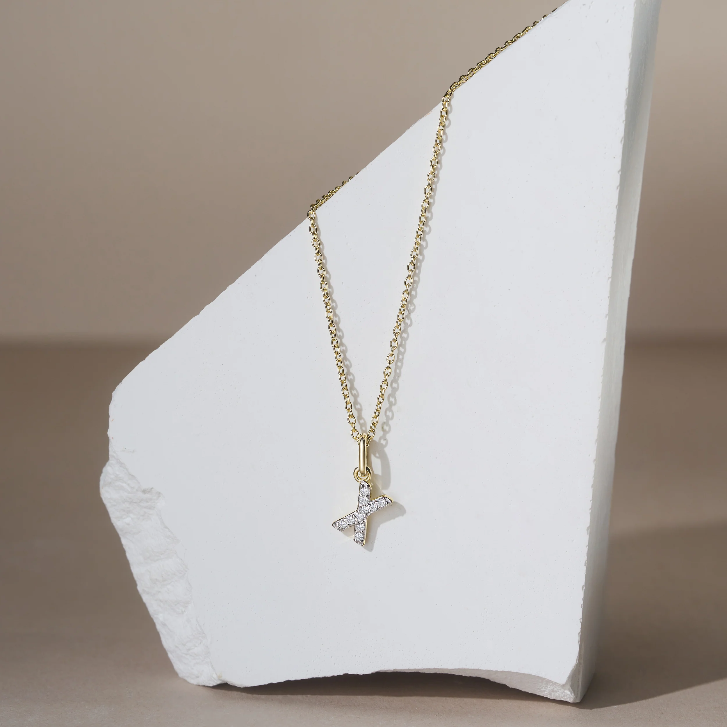 Love Letter Initial X Lab Diamond Necklace set in 18K Gold Vermeil - Image 4