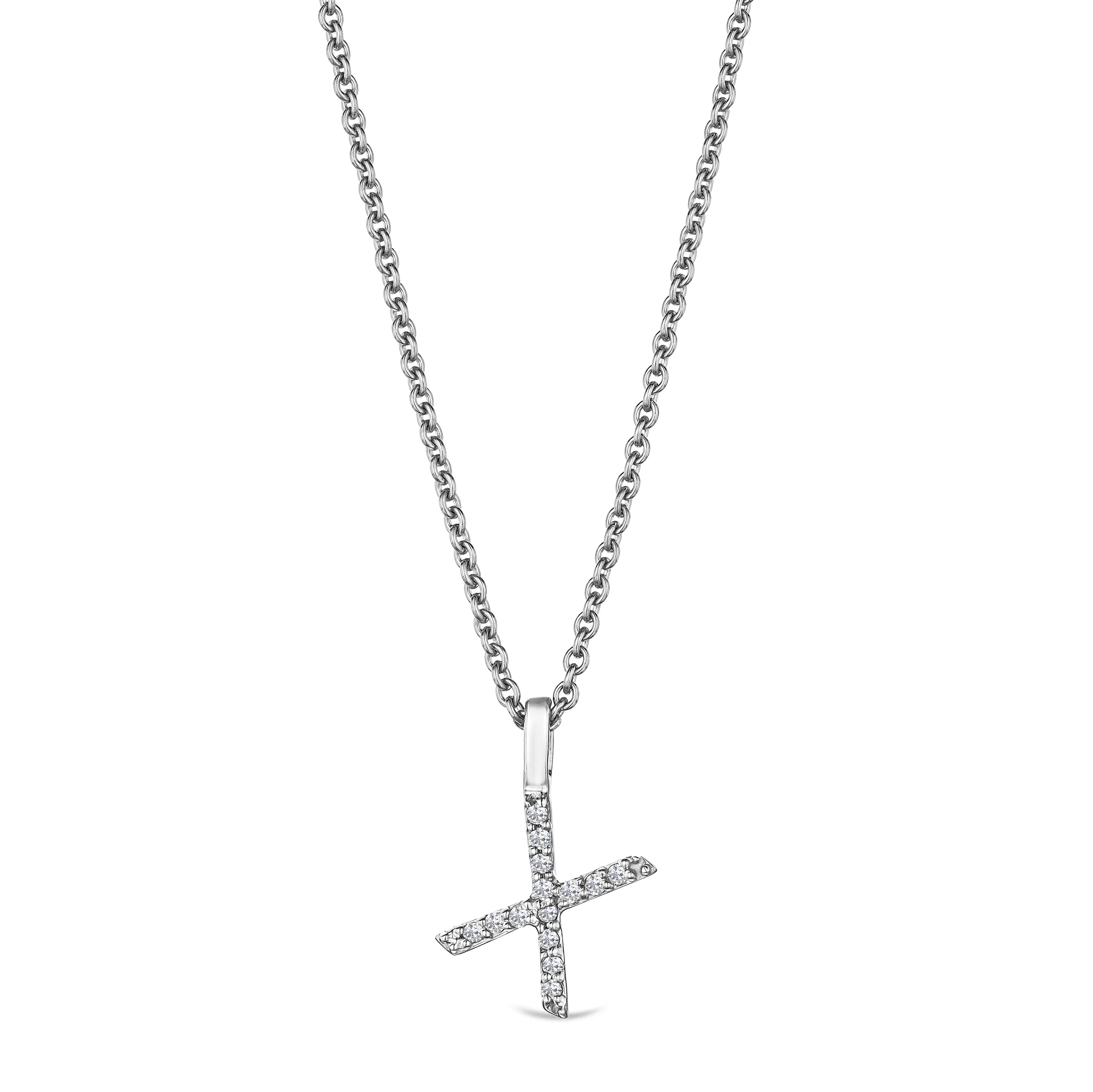 Love Letter Initial X Lab Diamond Necklace set in 9K White Gold - Image 3