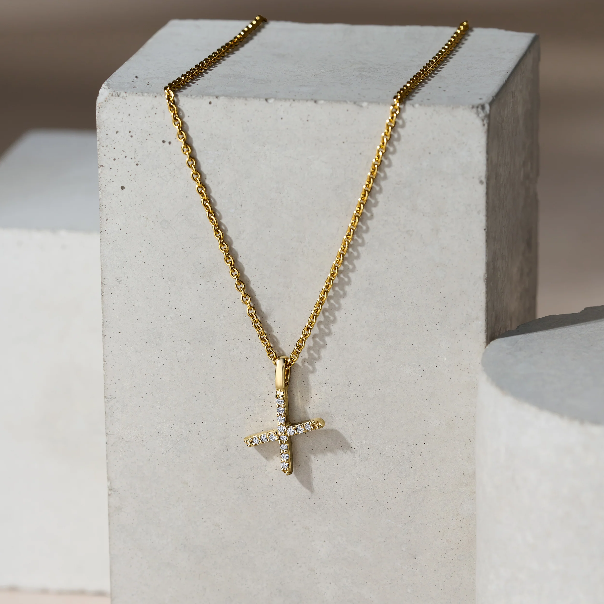 Love Letter Initial X Lab Diamond Necklace set in 9K Yellow Gold - Image 5