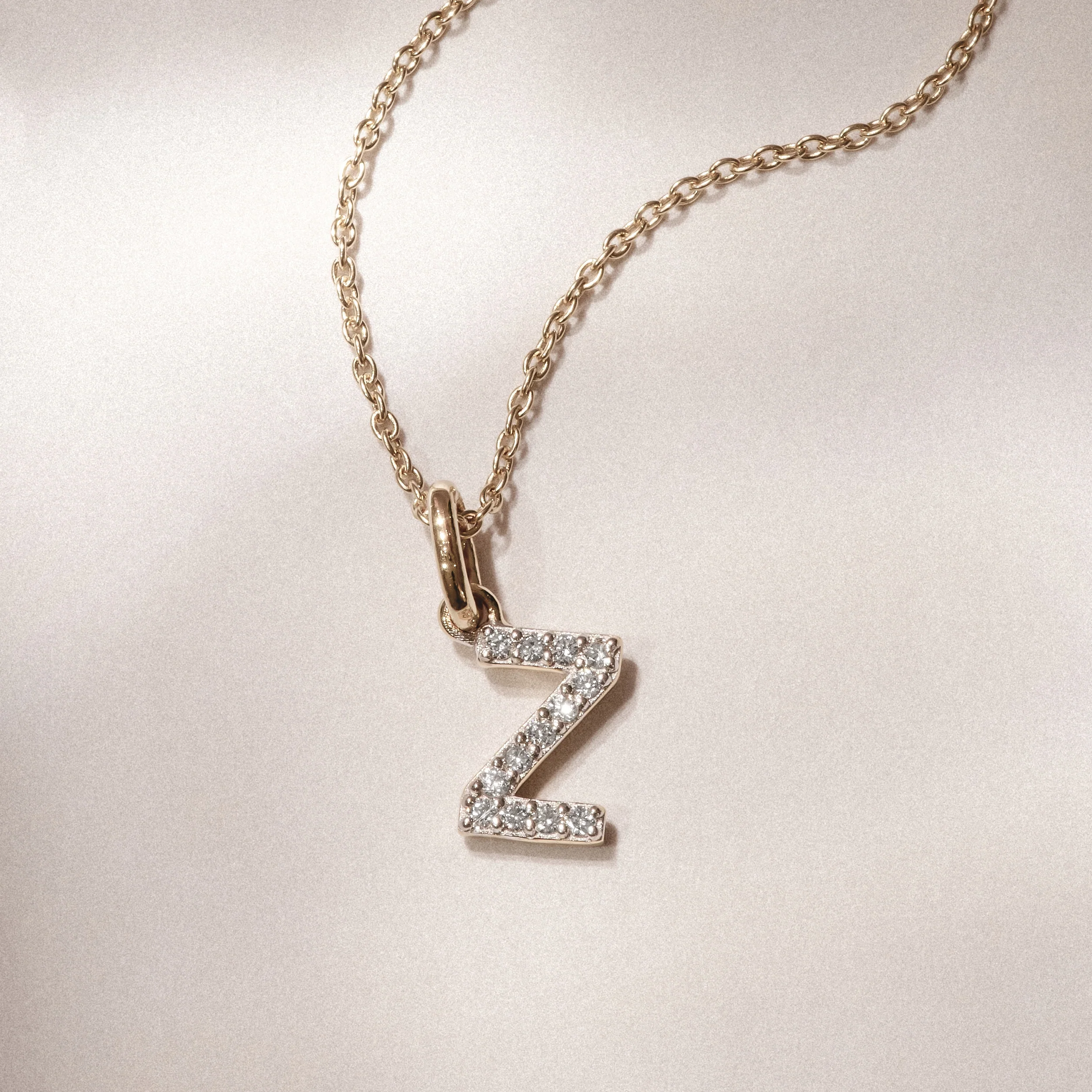 Love Letter Initial Z Lab Diamond Necklace set in 18K Gold Vermeil - Image 3