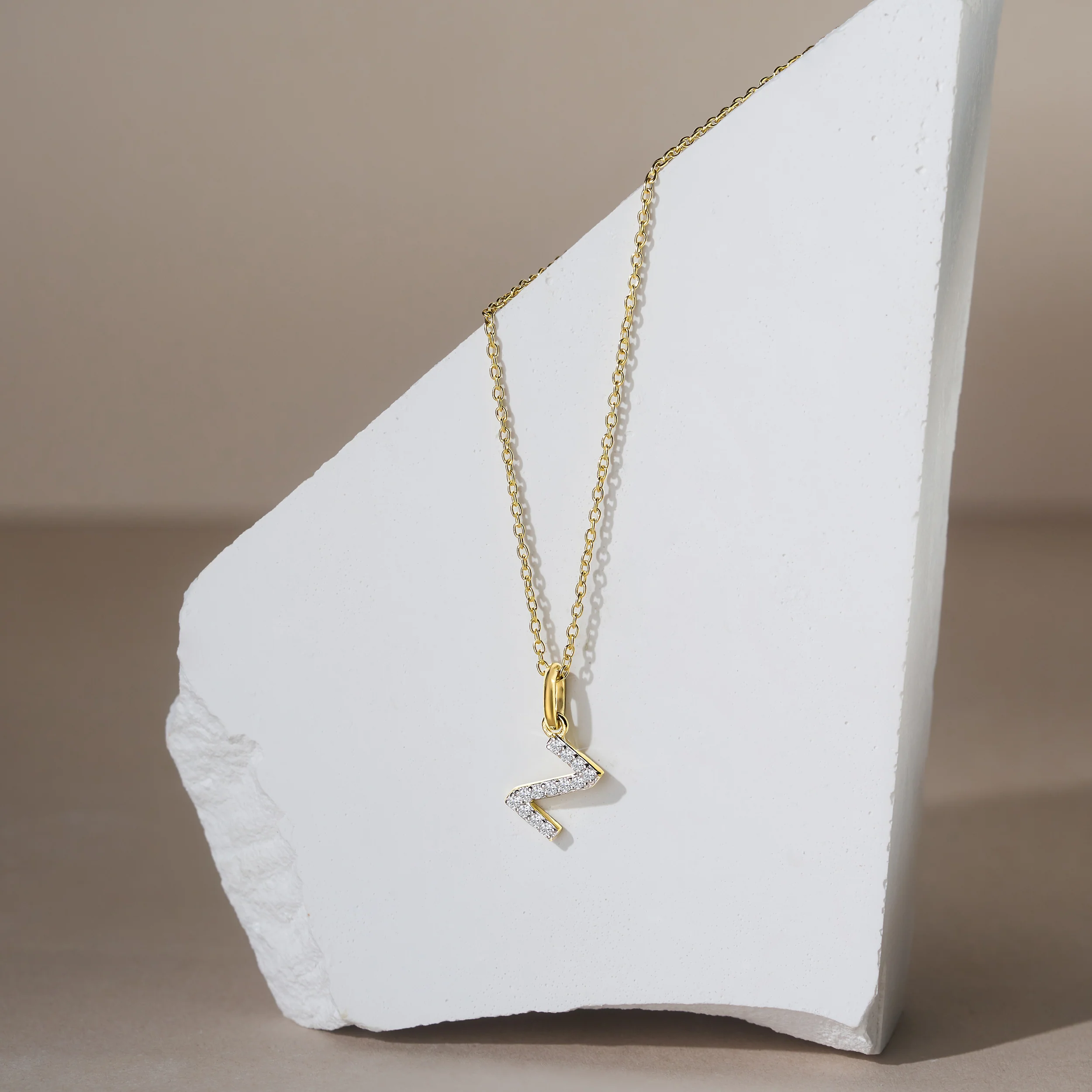Love Letter Initial Z Lab Diamond Necklace set in 18K Gold Vermeil - Image 4