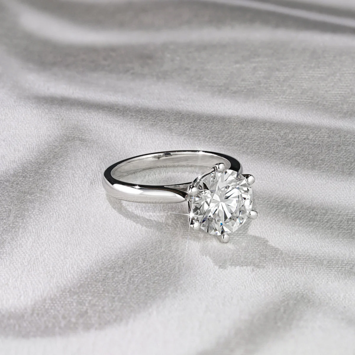 Low Set Chloe 3.00ct Lab Diamond Round Cut Engagement Ring in 18K White Gold G/VS1 - Image 7