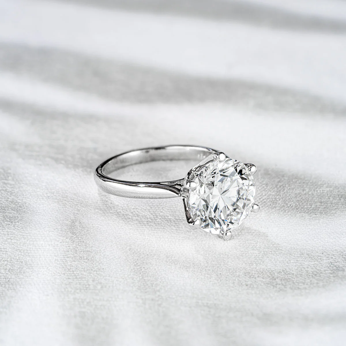 Low Set Chloe 5.00ct Lab Diamond Round Cut Engagement Ring in 18K White Gold G/VS1 - Image 6