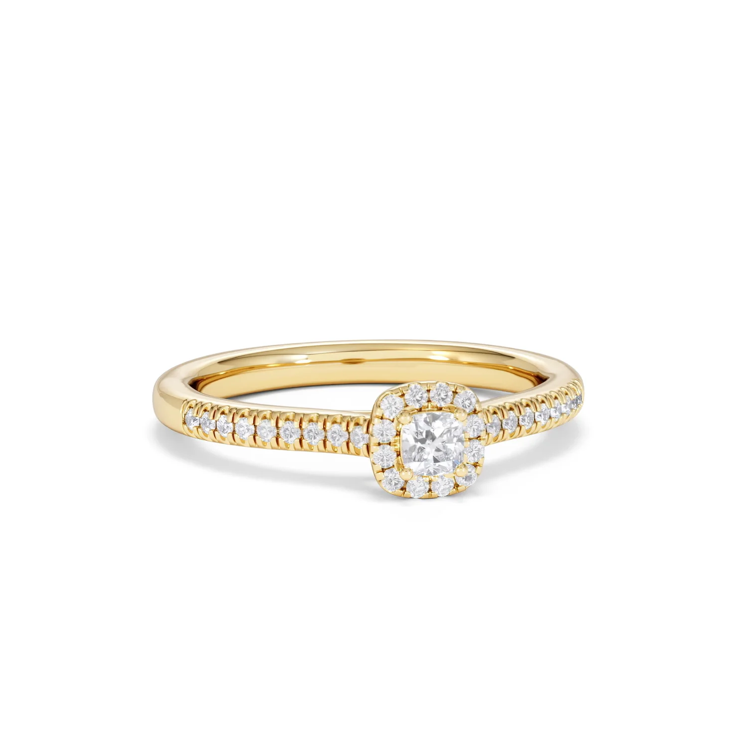 Lumia Cushion Cut Lab Diamond Halo Ring 0.33ct F/VS in 18K Gold Vermeil - Image 13