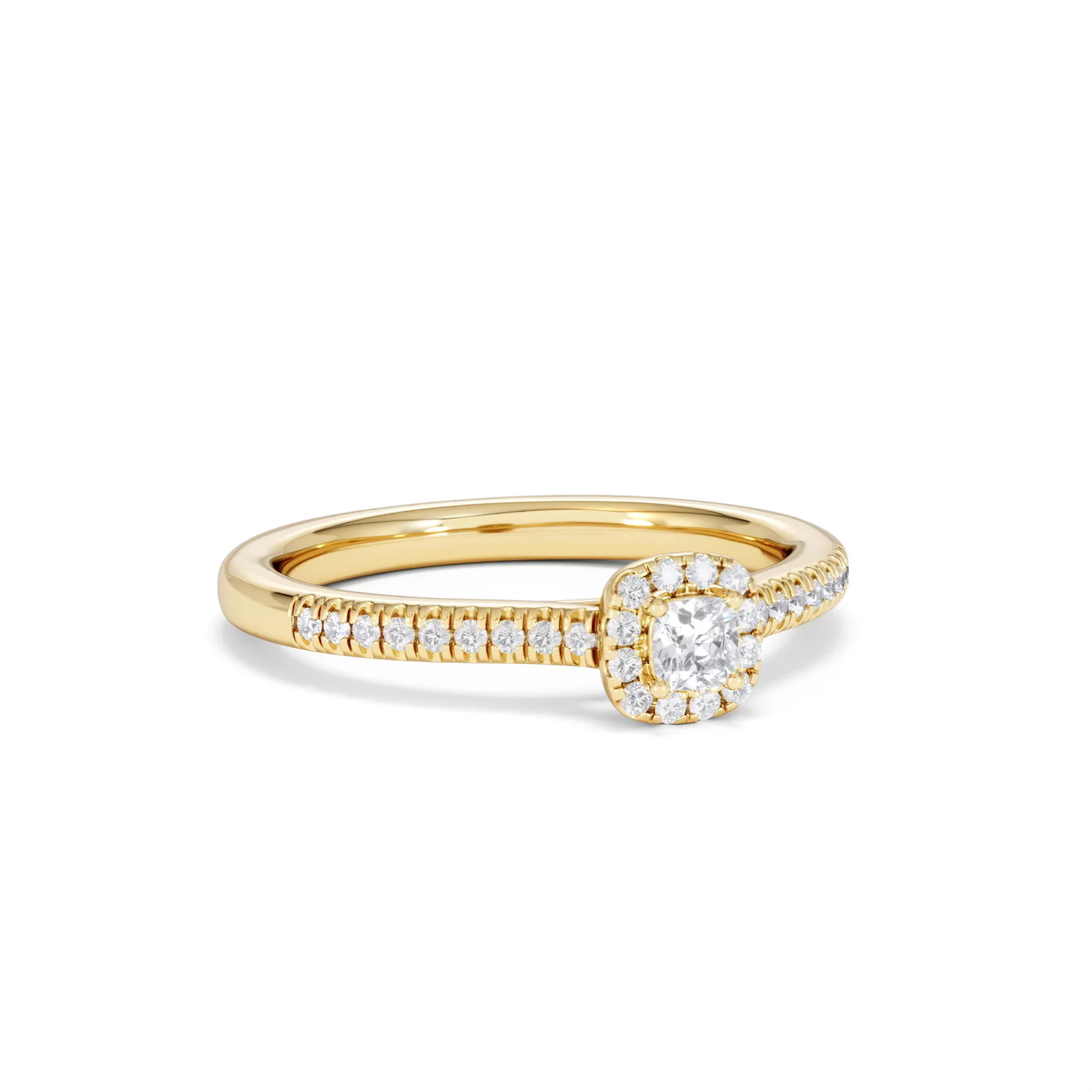 Lumia Cushion Cut Lab Diamond Halo Ring 0.33ct F/VS in 18K Gold Vermeil - Image 15