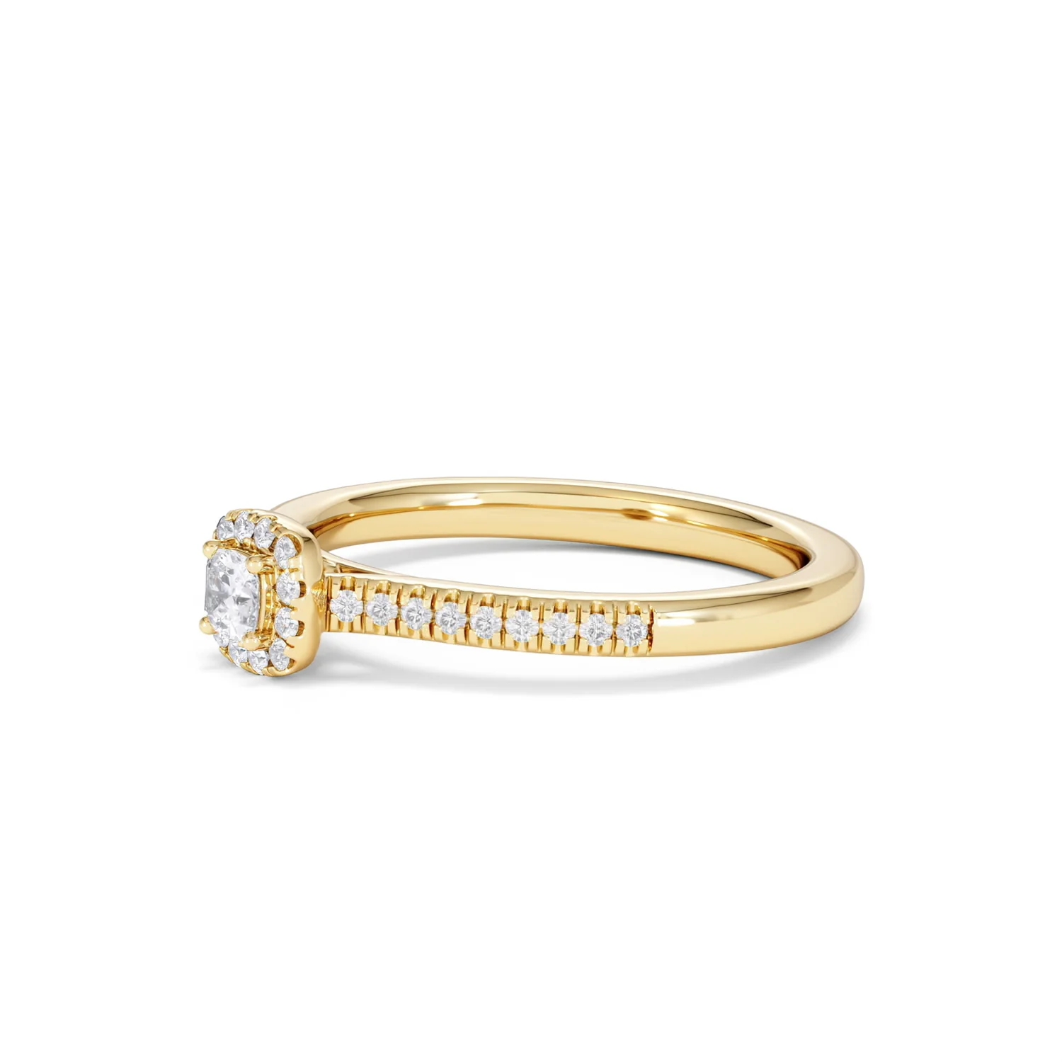 Lumia Cushion Cut Lab Diamond Halo Ring 0.33ct F/VS in 18K Gold Vermeil - Image 78