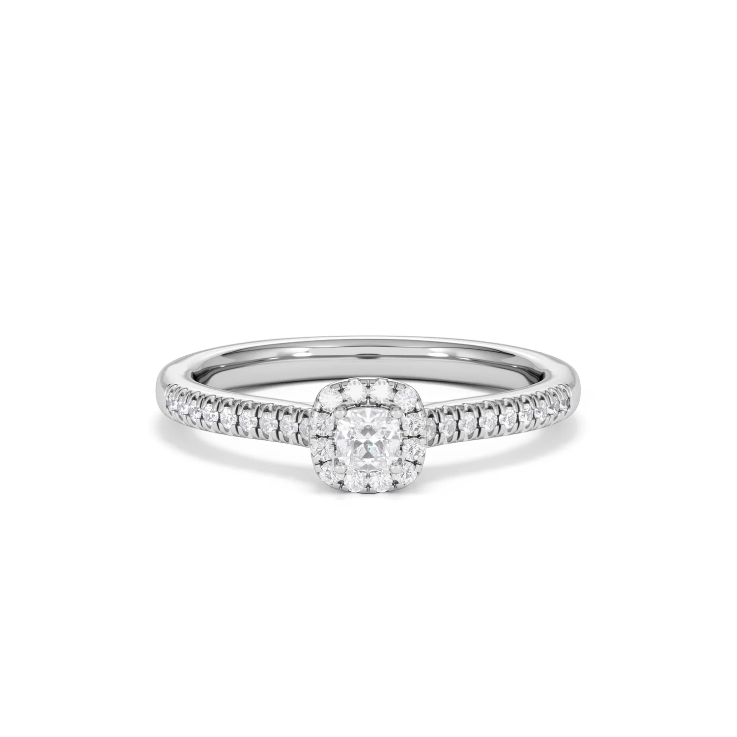 Lumia Cushion Cut Lab Diamond Halo Ring 0.33ct F/VS in 925 Silver - Image 10