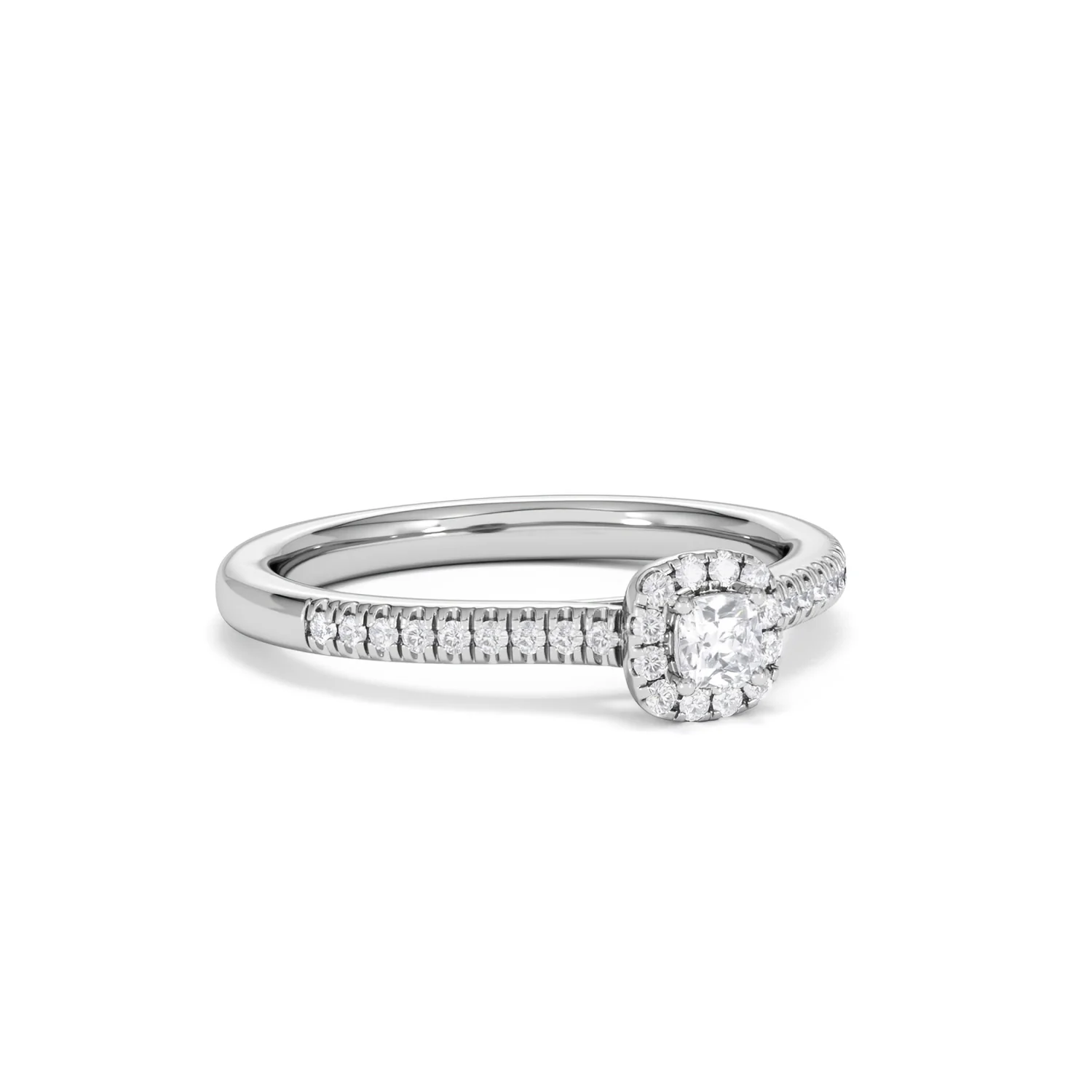 Lumia Cushion Cut Lab Diamond Halo Ring 0.33ct F/VS in 925 Silver - Image 16