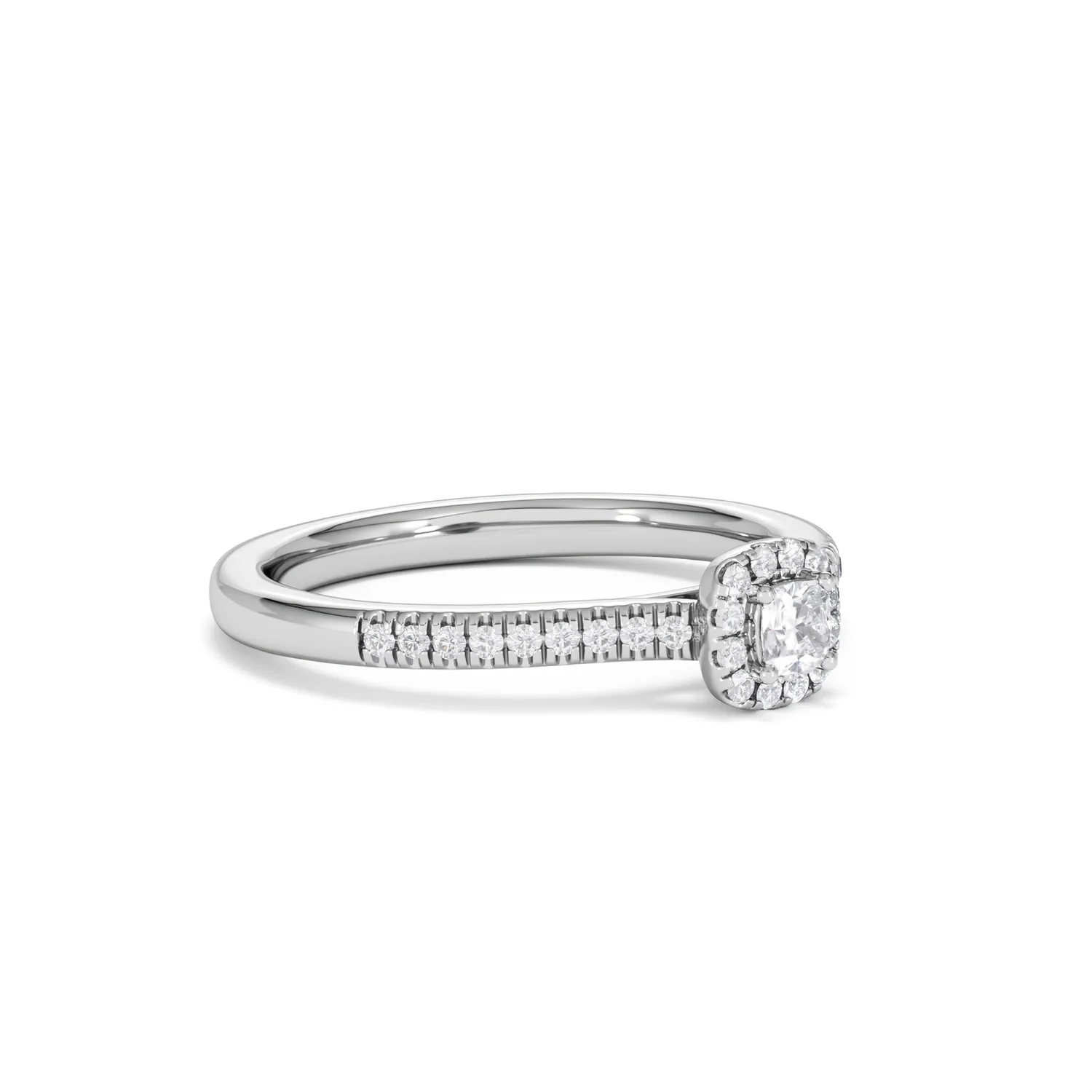 Lumia Cushion Cut Lab Diamond Halo Ring 0.33ct F/VS in 925 Silver - Image 19