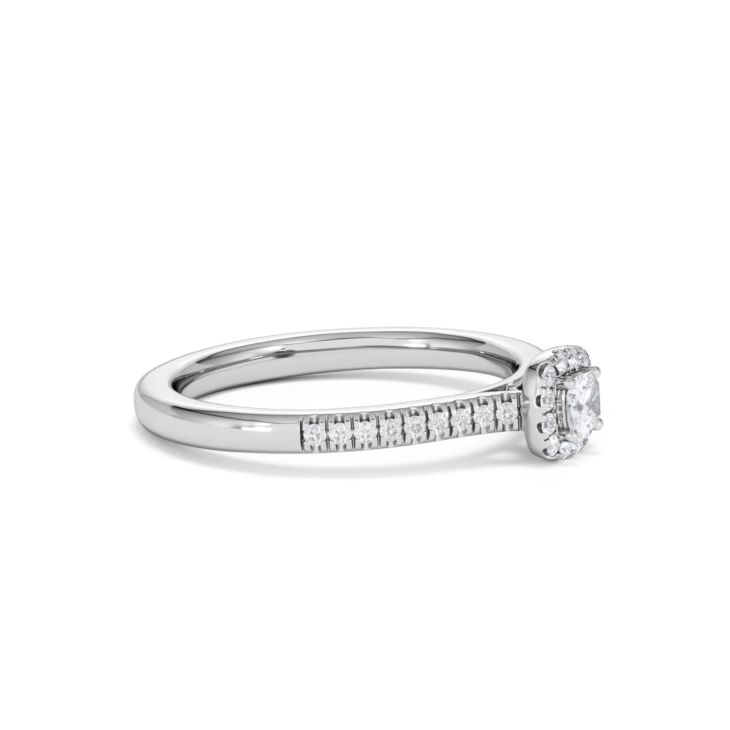 Lumia Cushion Cut Lab Diamond Halo Ring 0.33ct F/VS in 925 Silver - Image 23