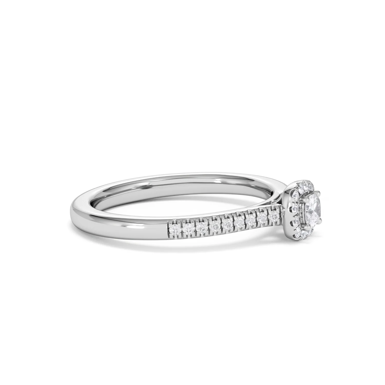 Lumia Cushion Cut Lab Diamond Halo Ring 0.33ct F/VS in 925 Silver - Image 24