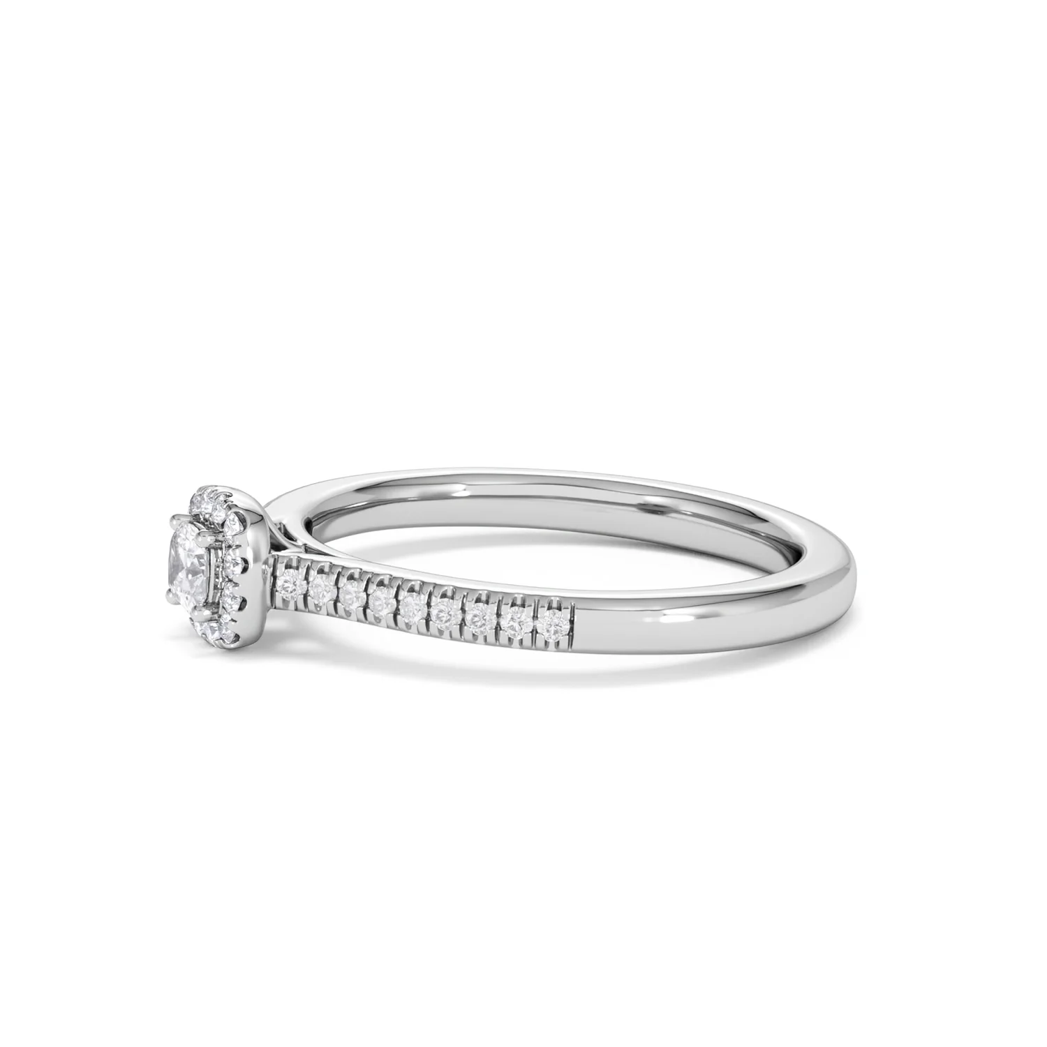 Lumia Cushion Cut Lab Diamond Halo Ring 0.33ct F/VS in 925 Silver - Image 75